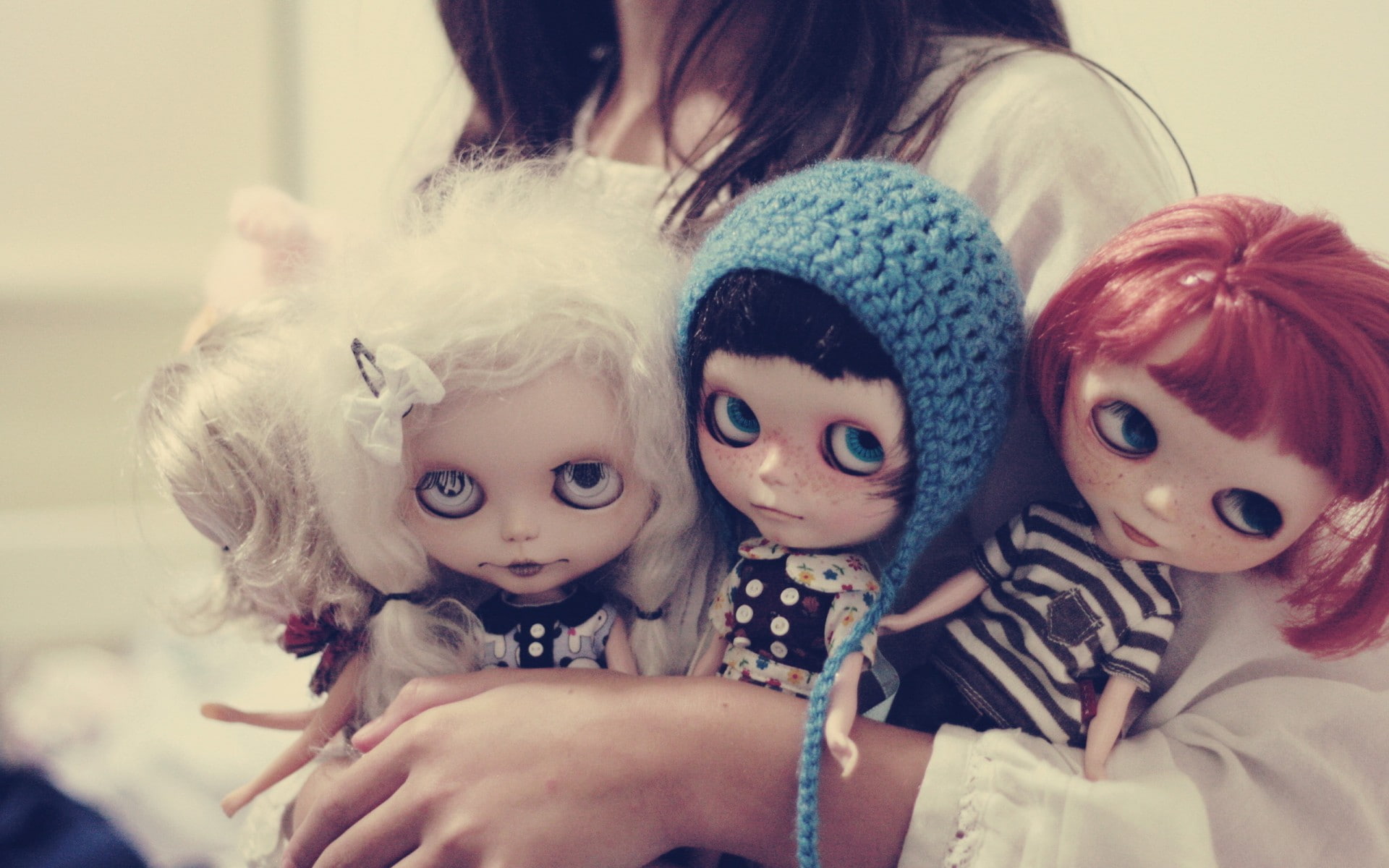girl, face, eyes, creepy, toys, females, women, dark, 1080P, dolls, realistic, mood, HD Wallpaper