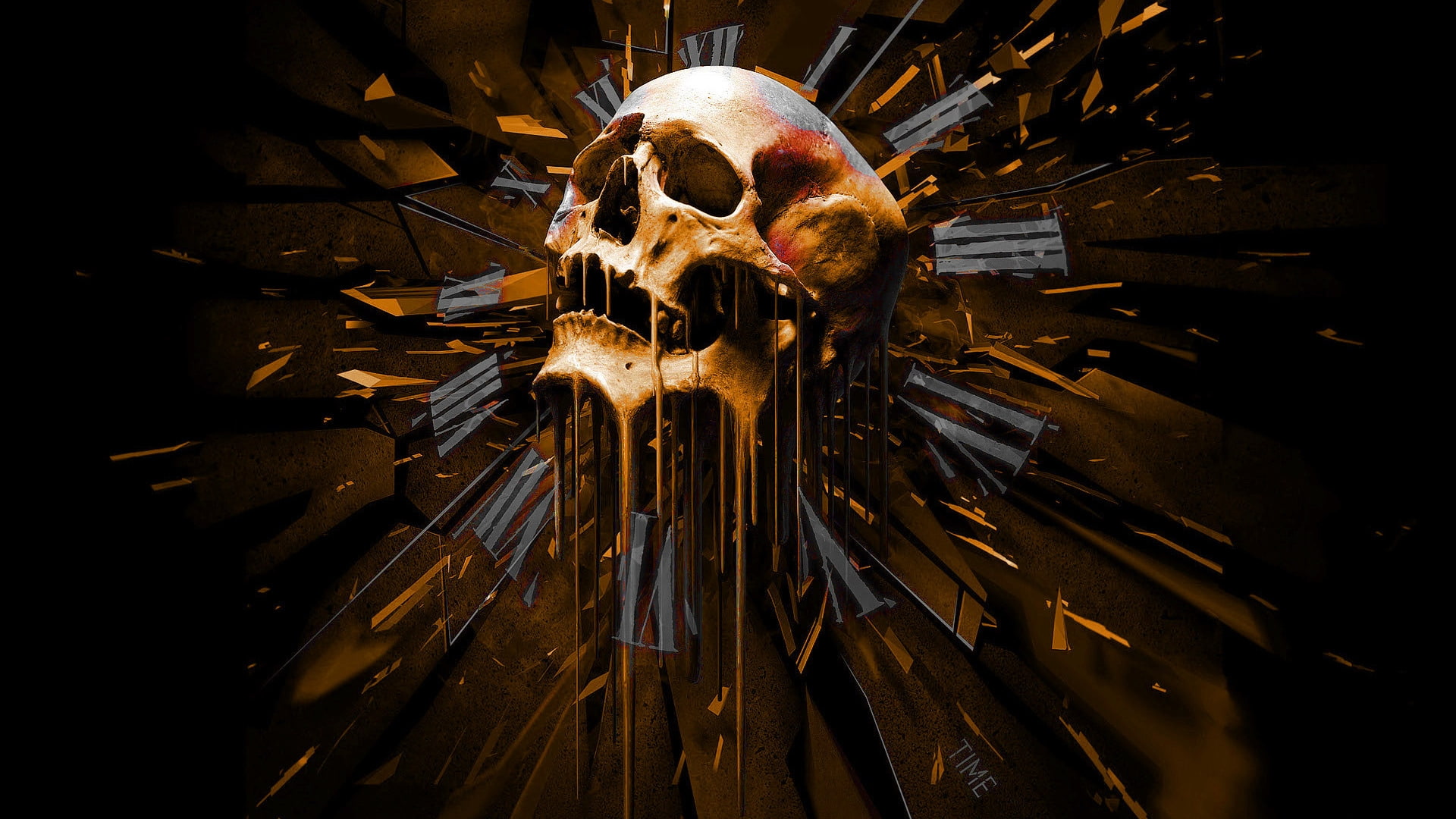 Dark, skull, spooky, death, art, eyes, 1080P, artistic, face, detail, halloween, Time, creepy, Evil, HD Wallpaper