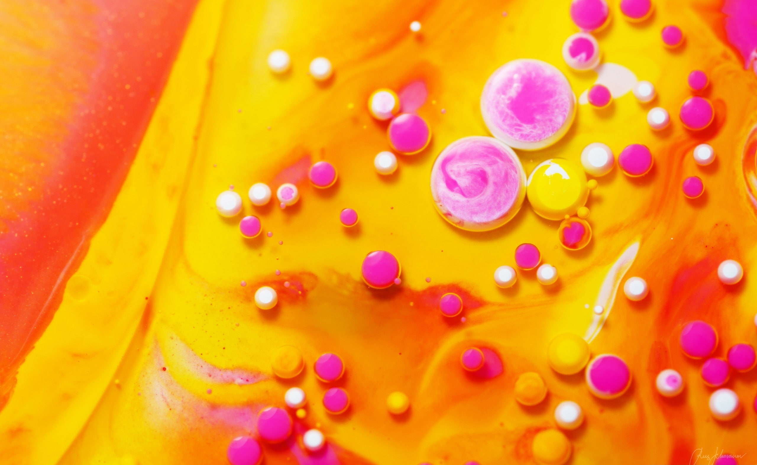 Vivid, temptation, Color, full frame, bubble, vibrant color, multi colored, ChemicalReaction, BubbleBursting, close-up, abstract, 2K, Bright, food, water, HD Wallpaper