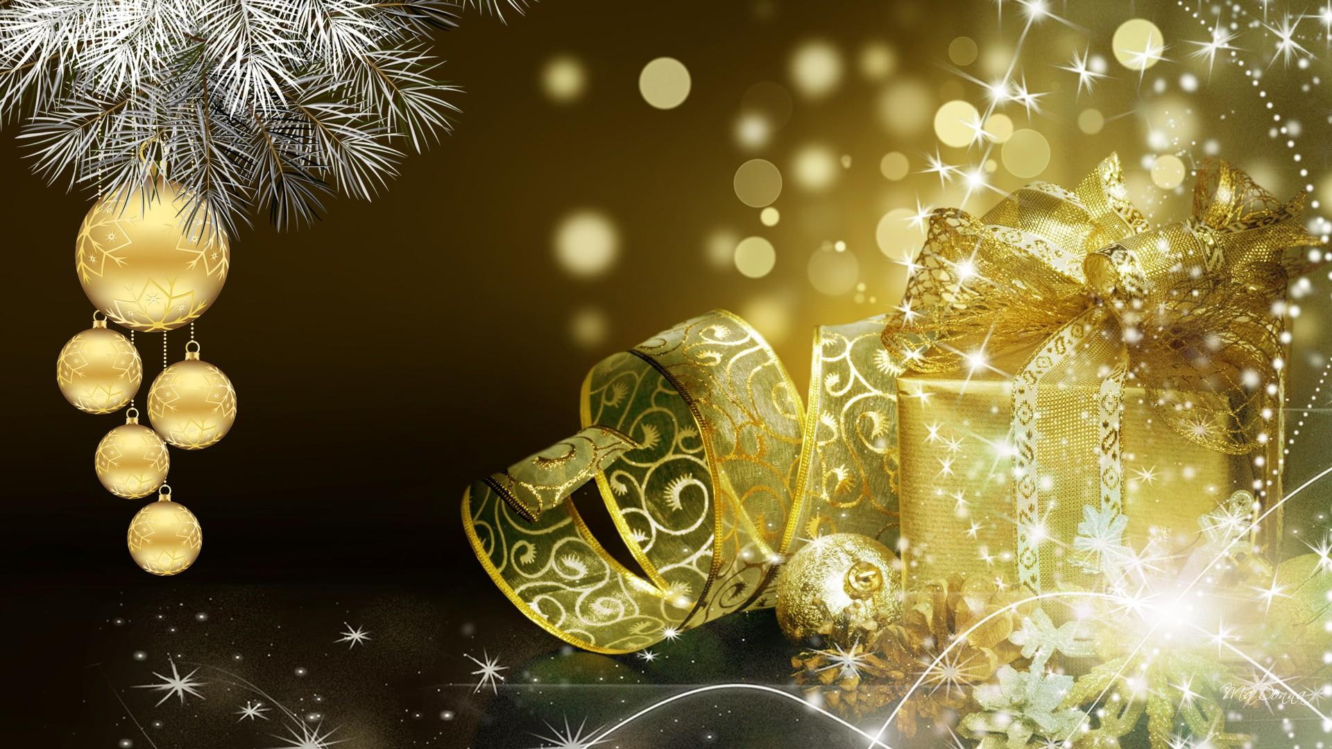 christmas, ribbon, feliz navidad, tree, frost, balls, spruce, soph, 1080P, sparkle, gold, luxurious, present, gift, HD Wallpaper