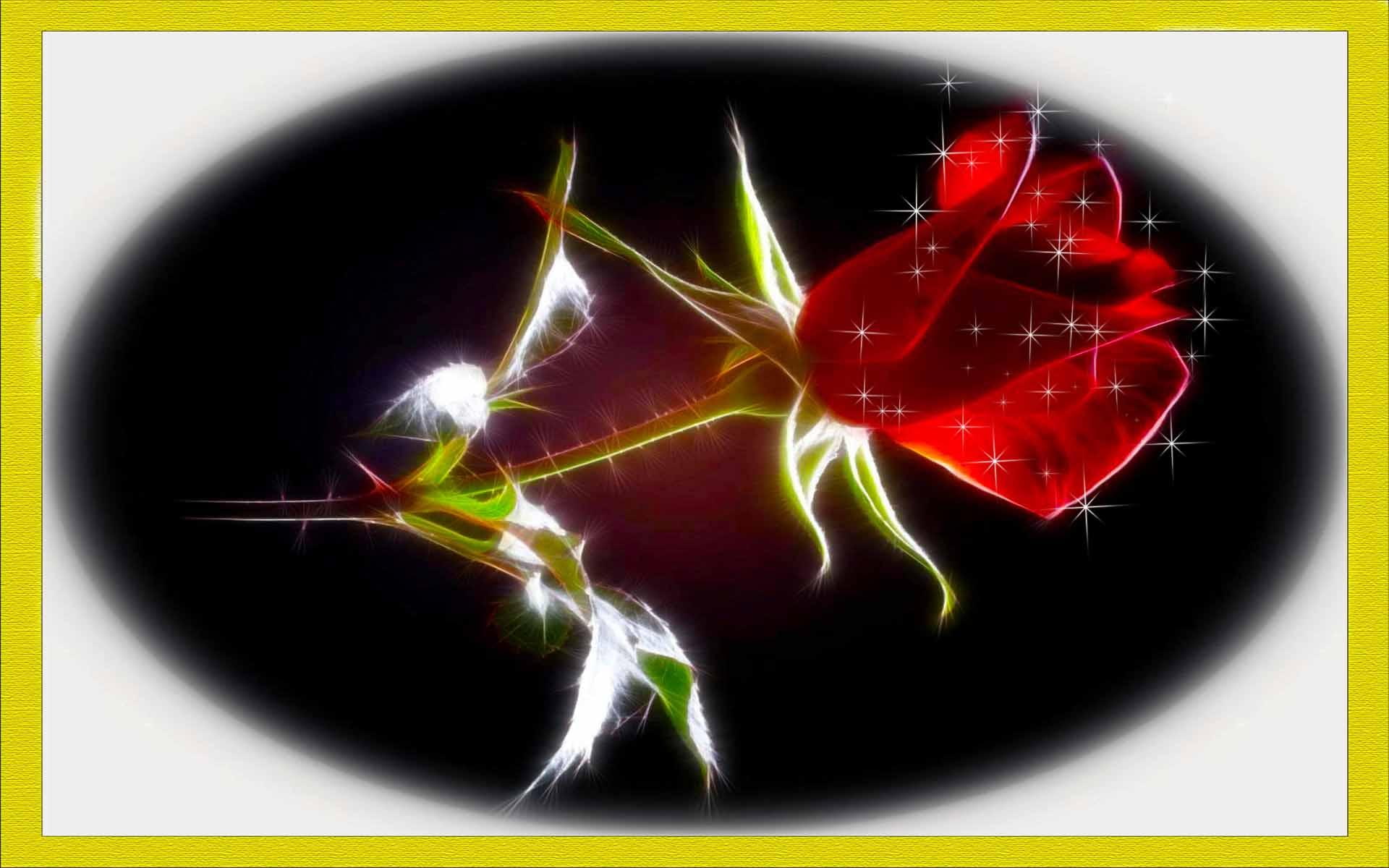 nature, roses, sweet, fractalius, 1080P, loving, sparkling, abstract, beauty, 3d and abstract, heart, romantic, flowers, HD Wallpaper