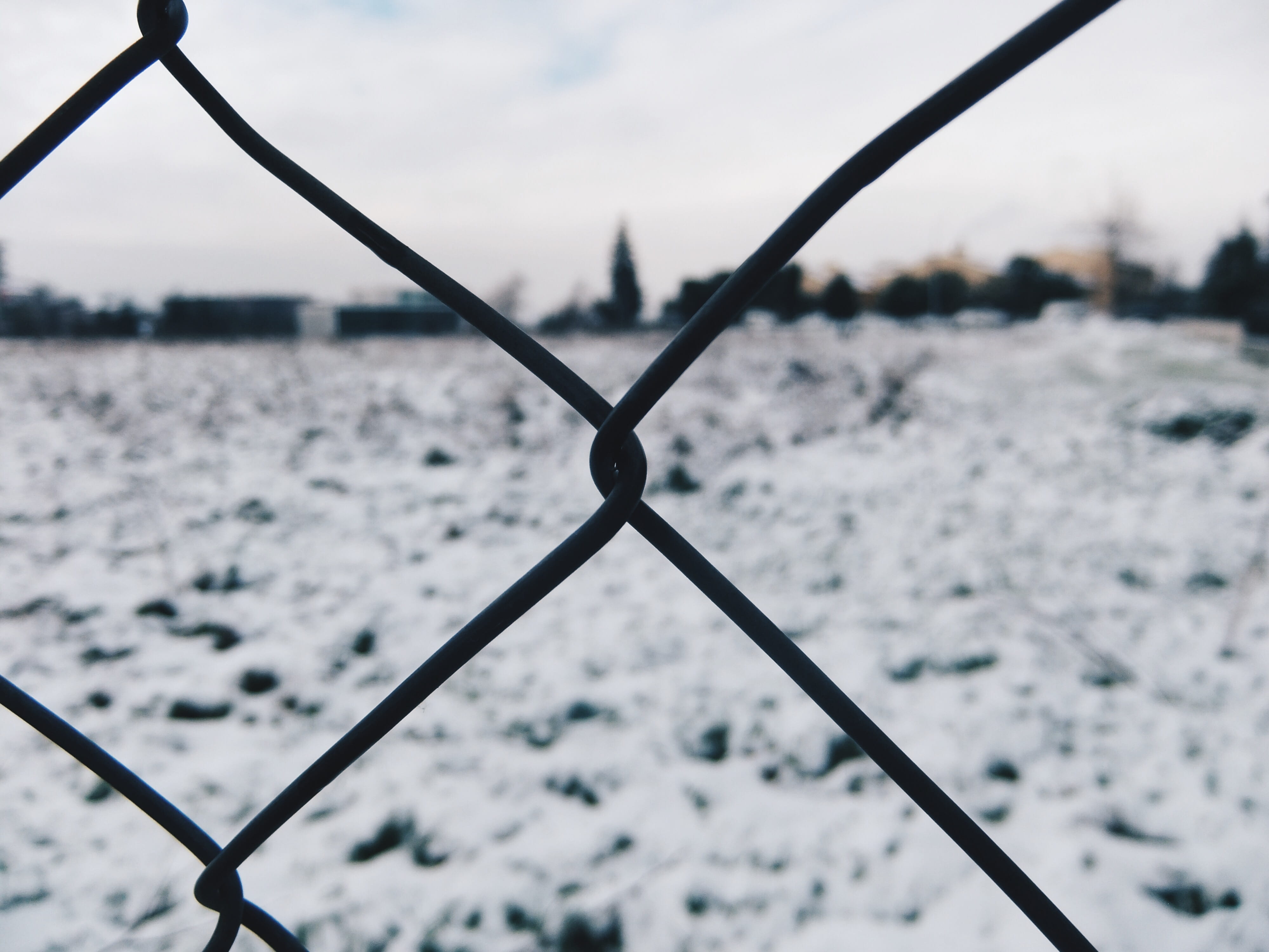 boundary, barrier, water, security, utility pole, handrail, railing, nature, blur, snow, outdoors, winter, 4K, grille, metal, chain, protection, chainlink fence, HD Wallpaper