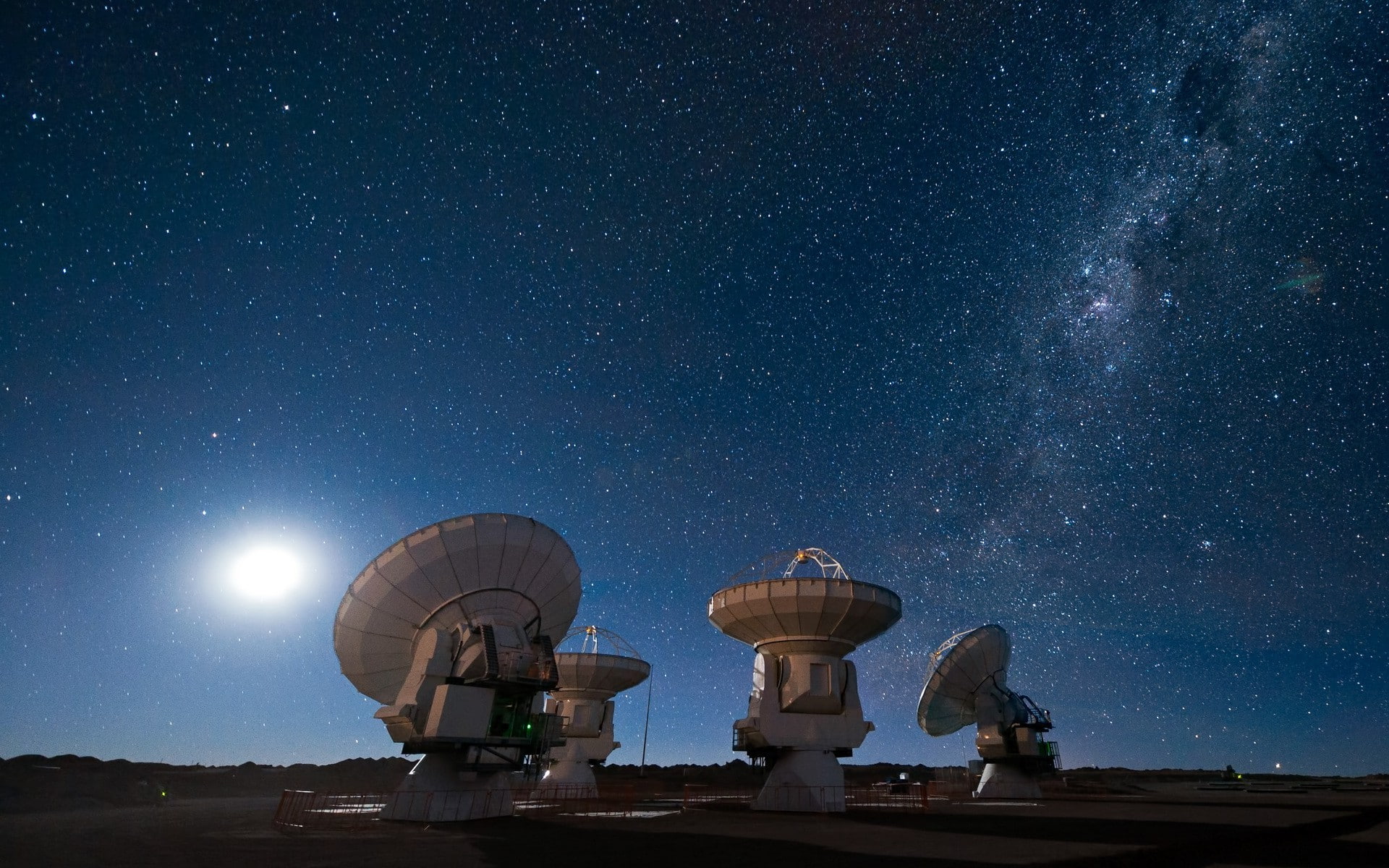 connection, star - space, radar, no people, Milky way, galaxy, astronomy telescope, nature, night, wireless technology, radio wave, architecture, science, HD Wallpaper
