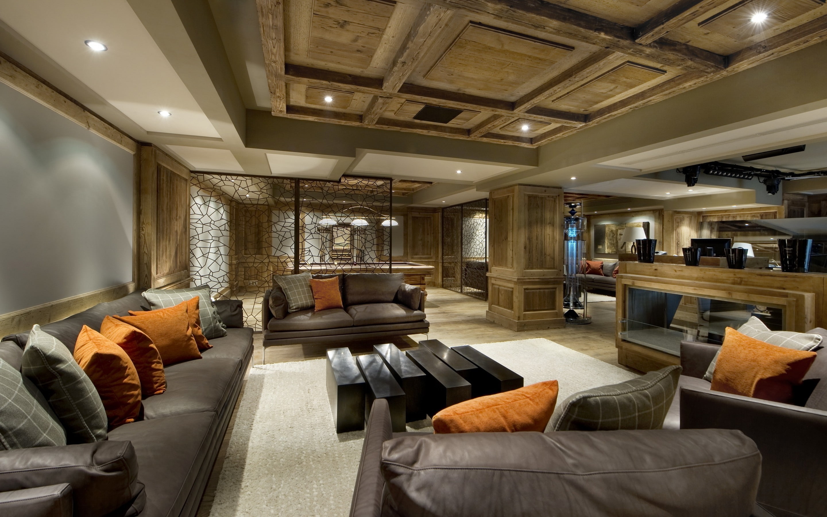 2K, interior design, large, sofa, furniture, reception, room, HD Wallpaper