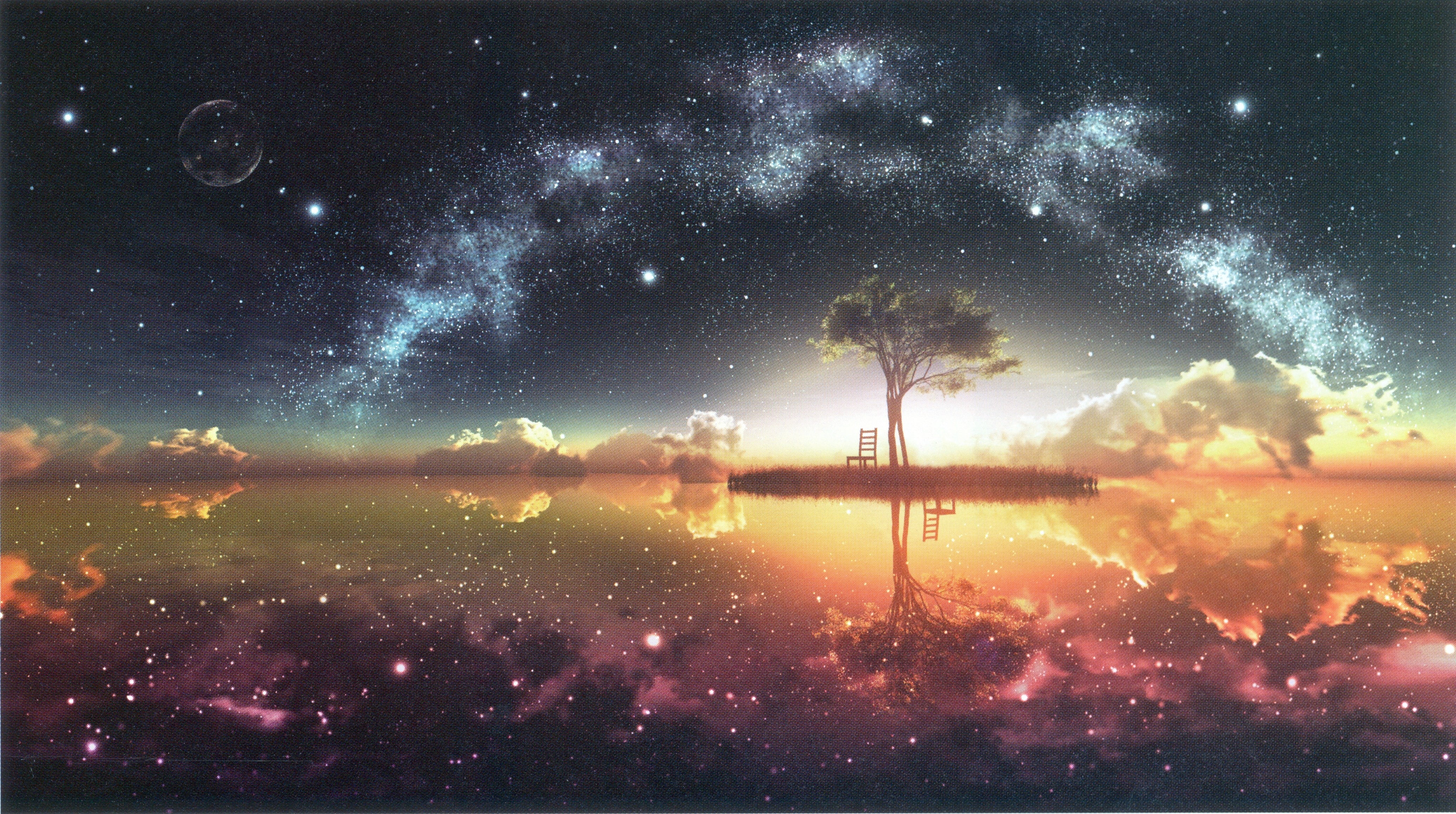 blue, nebula, cloud - Sky, shiny, leafed, tranquil scene, outdoors, backgrounds, illustration, scenics, star Field, landscape, galaxy, abstract, no people, HD Wallpaper
