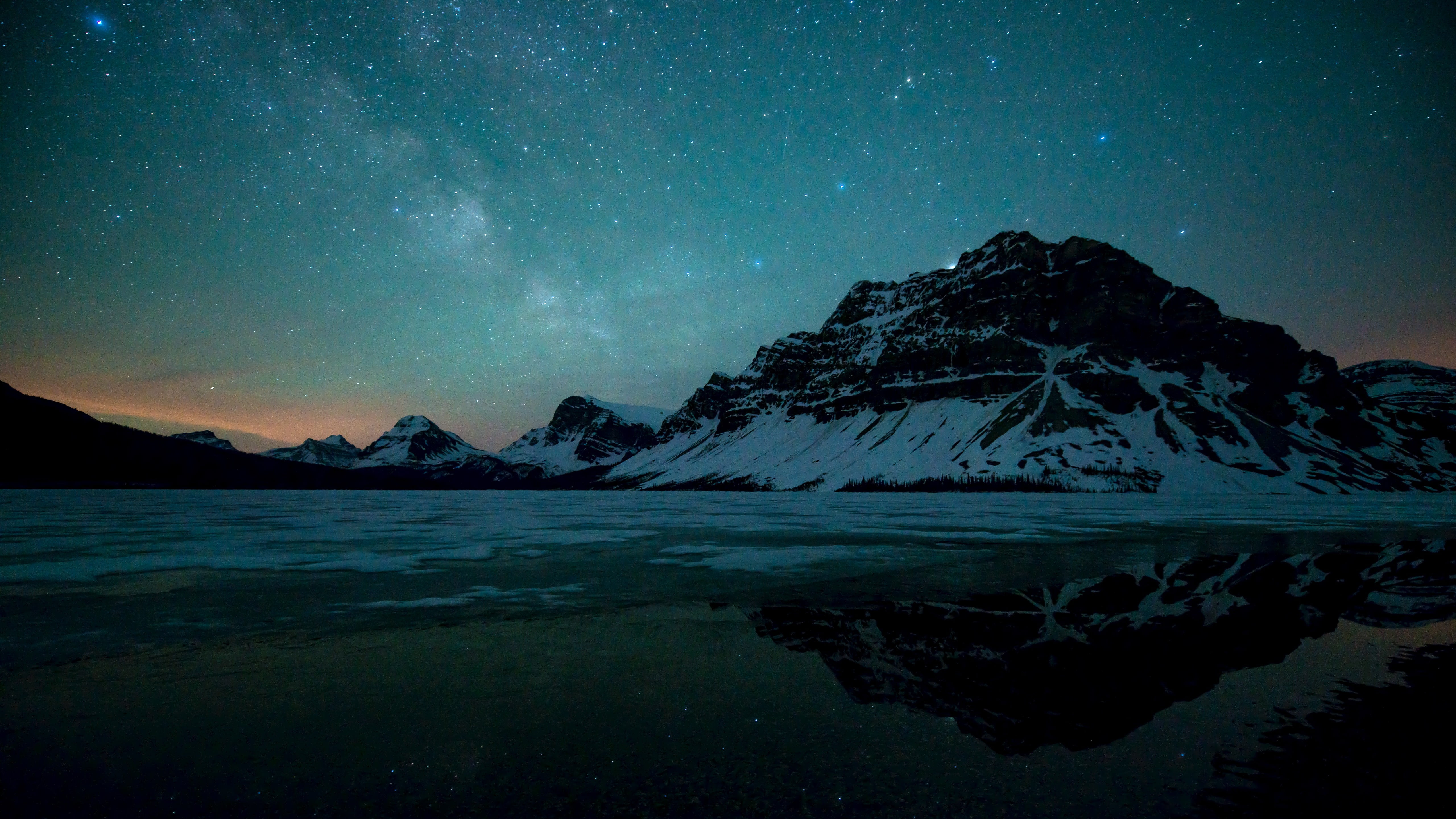 black, milky Way, formation, snowcapped mountain, space, landscape, ice, tranquility, idyllic, lake, constellation, star Shape, backgrounds, water, cold temperature, HD Wallpaper
