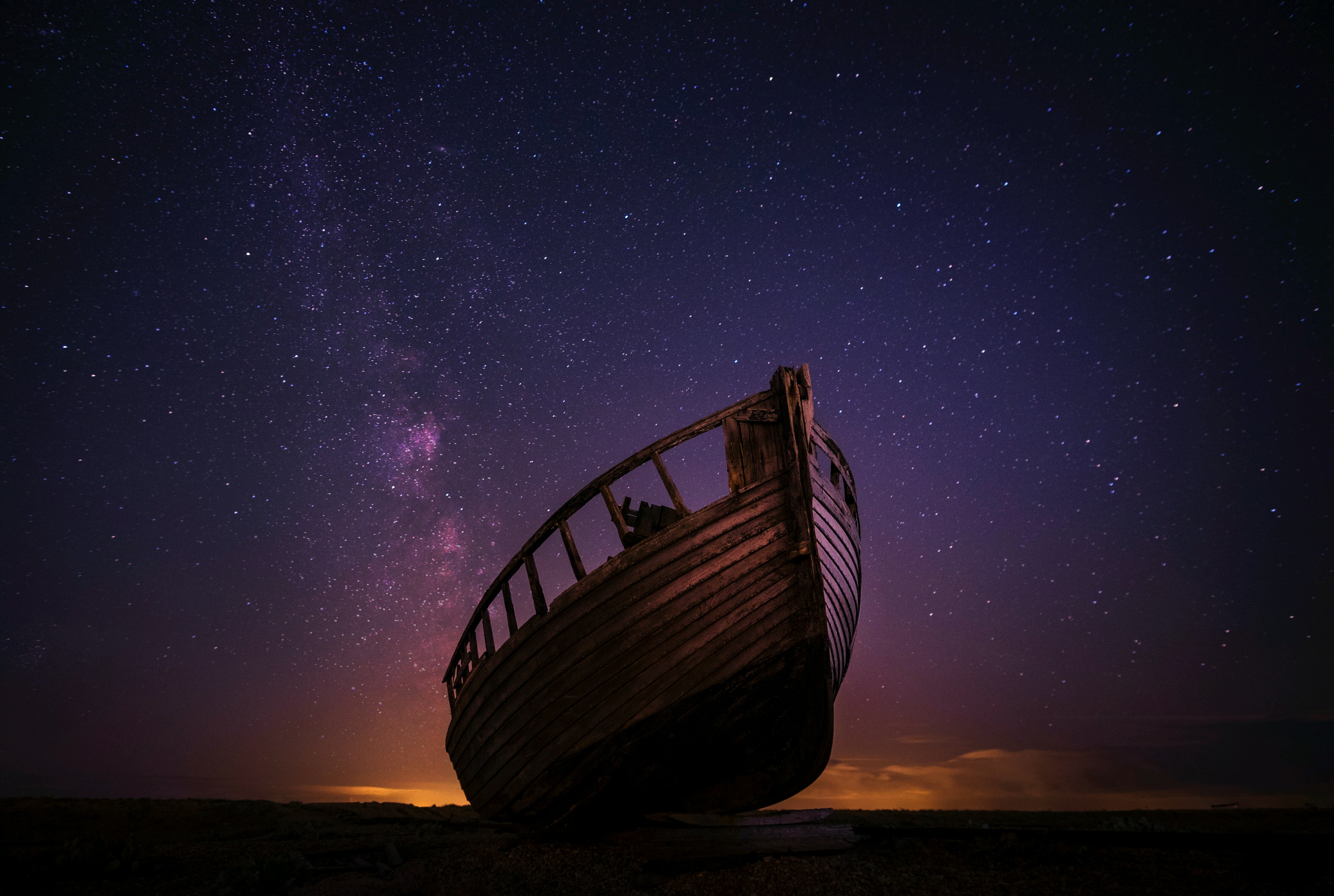 ship, astronomy, no people, nature, night sky, scenics - nature, outdoors, nautical vessel, transportation, tranquility, space, milky way, night, beauty in nature, HD Wallpaper