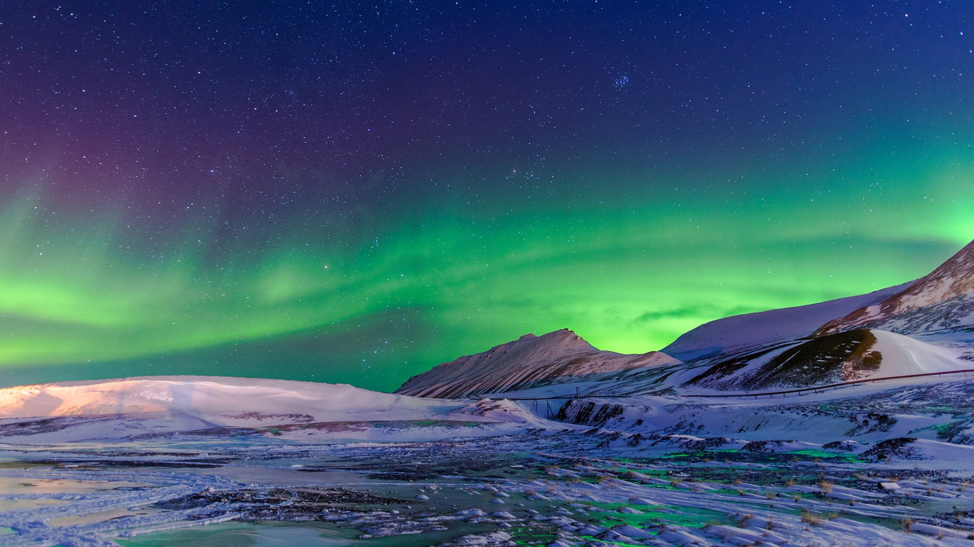 luminosity, landscape, winter, glowing, tranquil scene, no people, cold temperature, night, space, light, aurorae, snow, ice, sky, scenics - nature, tranquility, HD Wallpaper