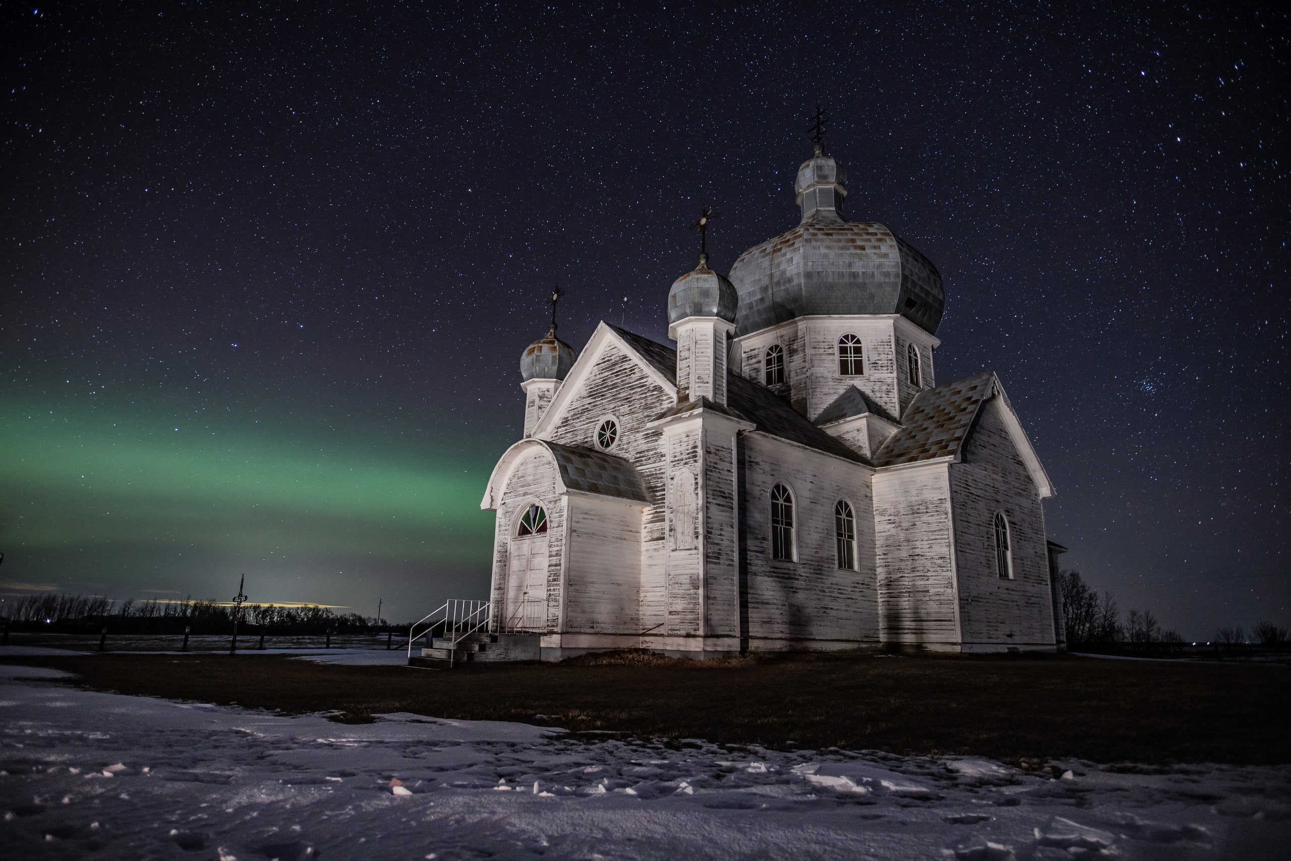 Saskatchewan, Night, Church, Forgotten, 2K, HD Wallpaper