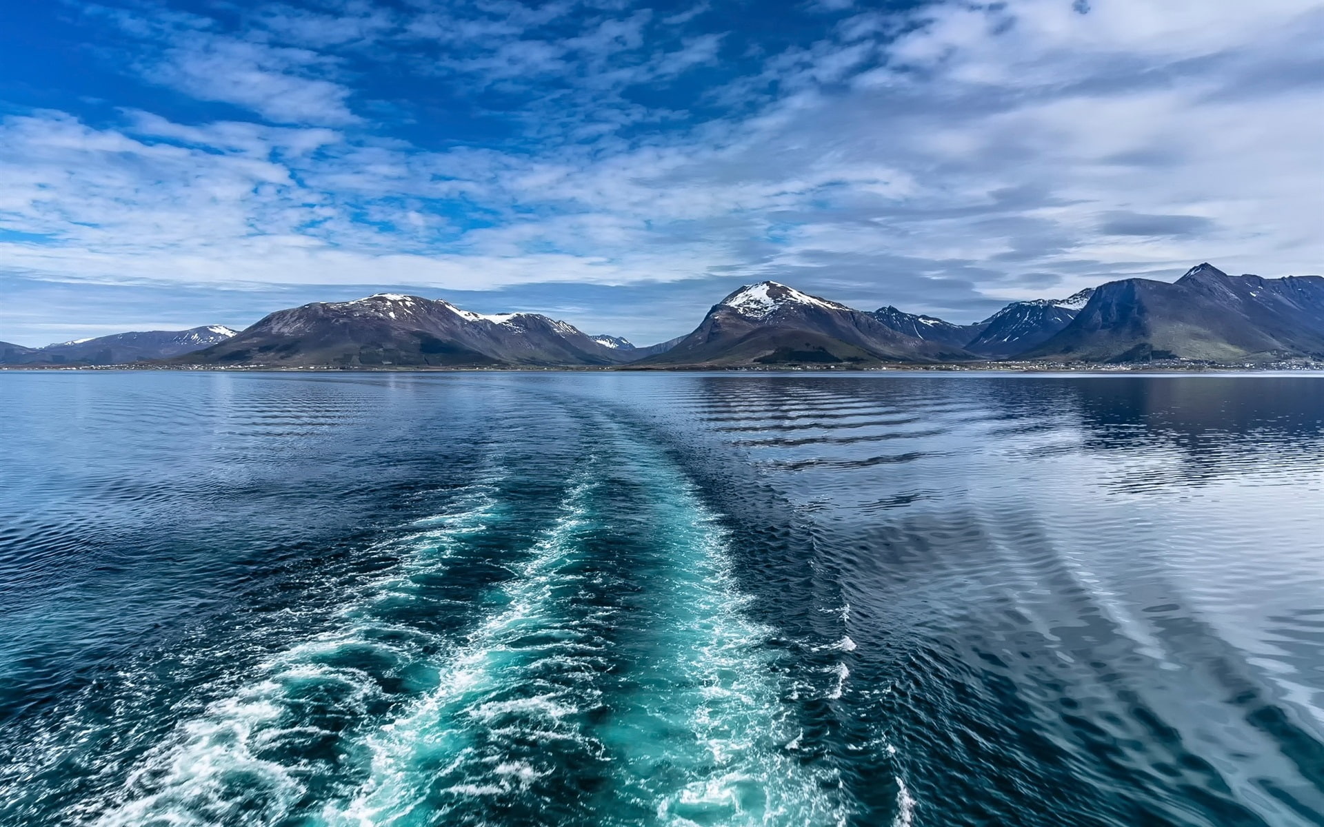 Sea, Blue, Clouds, Lofoten, ranges, 1080P, Norway, near, Winter, mountain, clear, HD Wallpaper