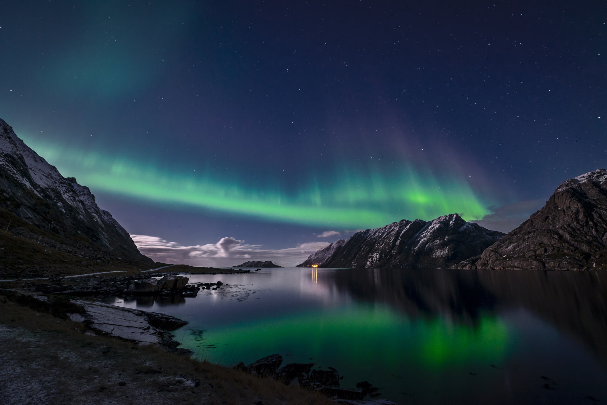 star - space, beauty in nature, snow, lake, scenics - nature, galaxy, idyllic, mountain, water, aurora polaris, night, Norway, Northern lights, no people, HD Wallpaper
