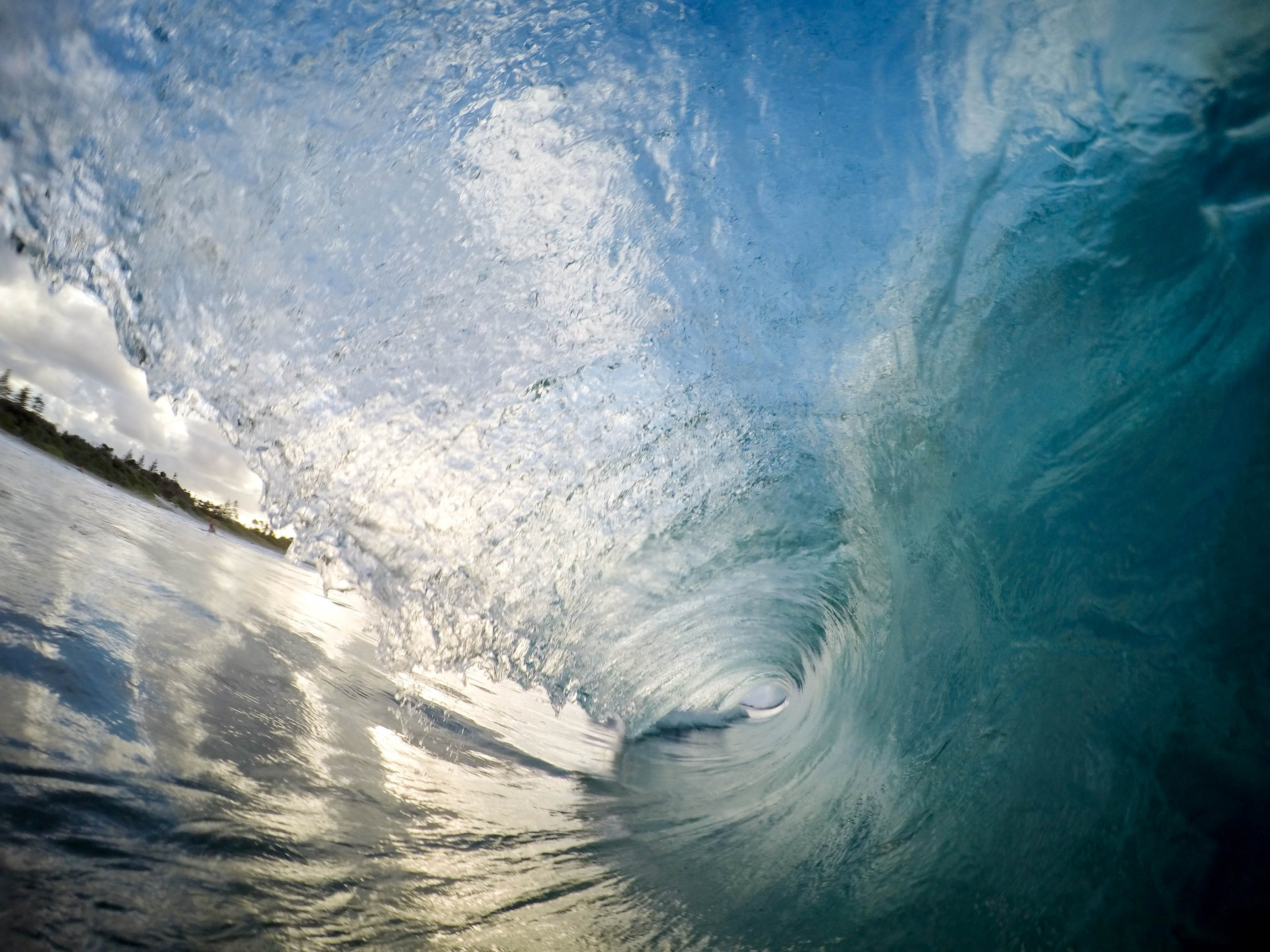 outdoors, sport, 4K, motion, beach, getting, nature, day, environment, power in nature, water, tunnel, sea, surfing, submerged, blue, beauty in nature, HD Wallpaper