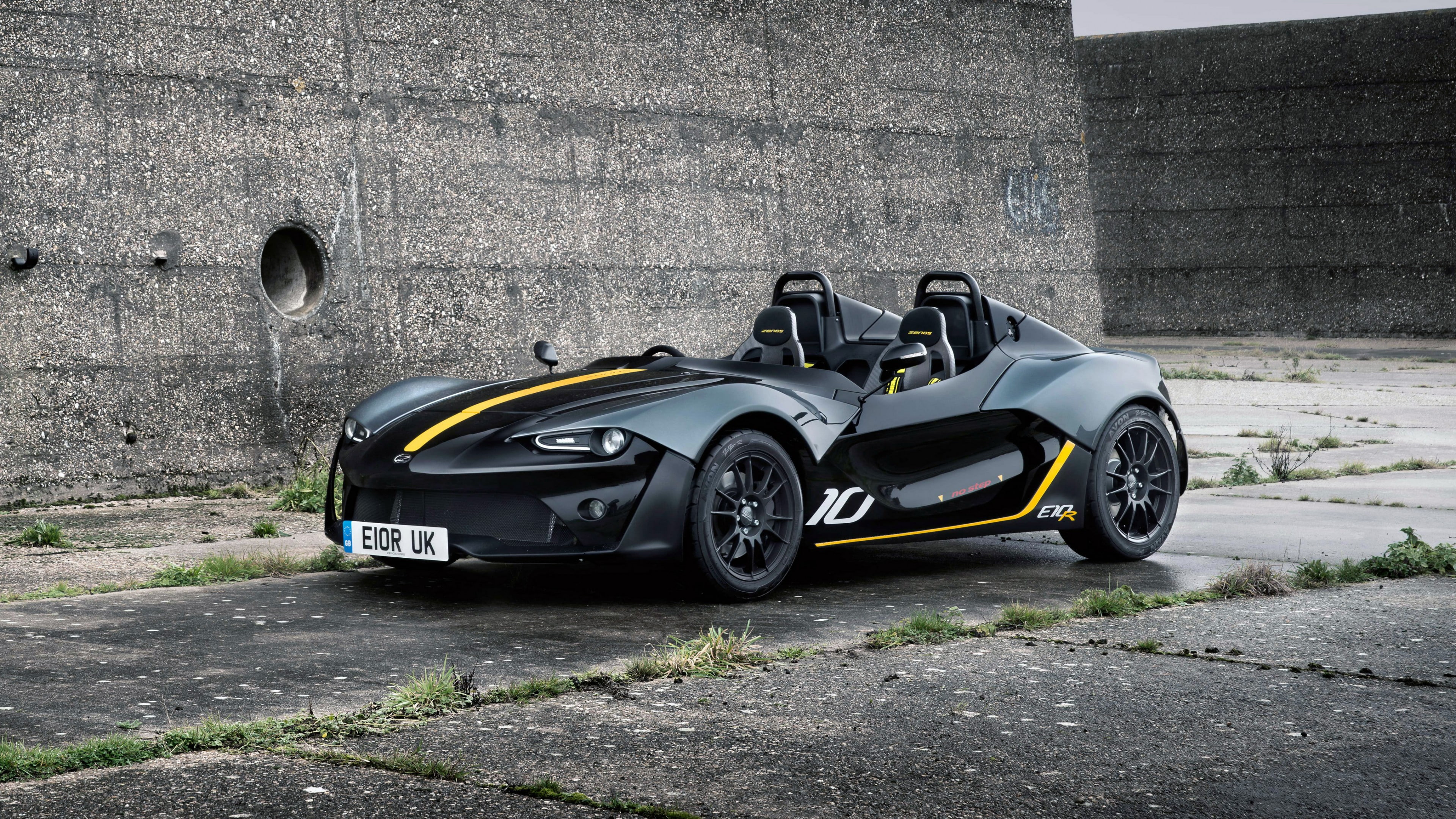 4K, black, Autosport International Motor Show 2016, Zenos E10 R, sports car, HD Wallpaper