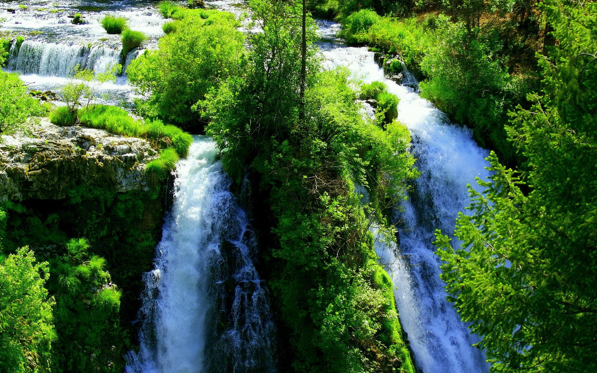nature, green, lanscape, crude, beautiful, 1080P, 3d and abstract, waterfall, water, awesome view, HD Wallpaper