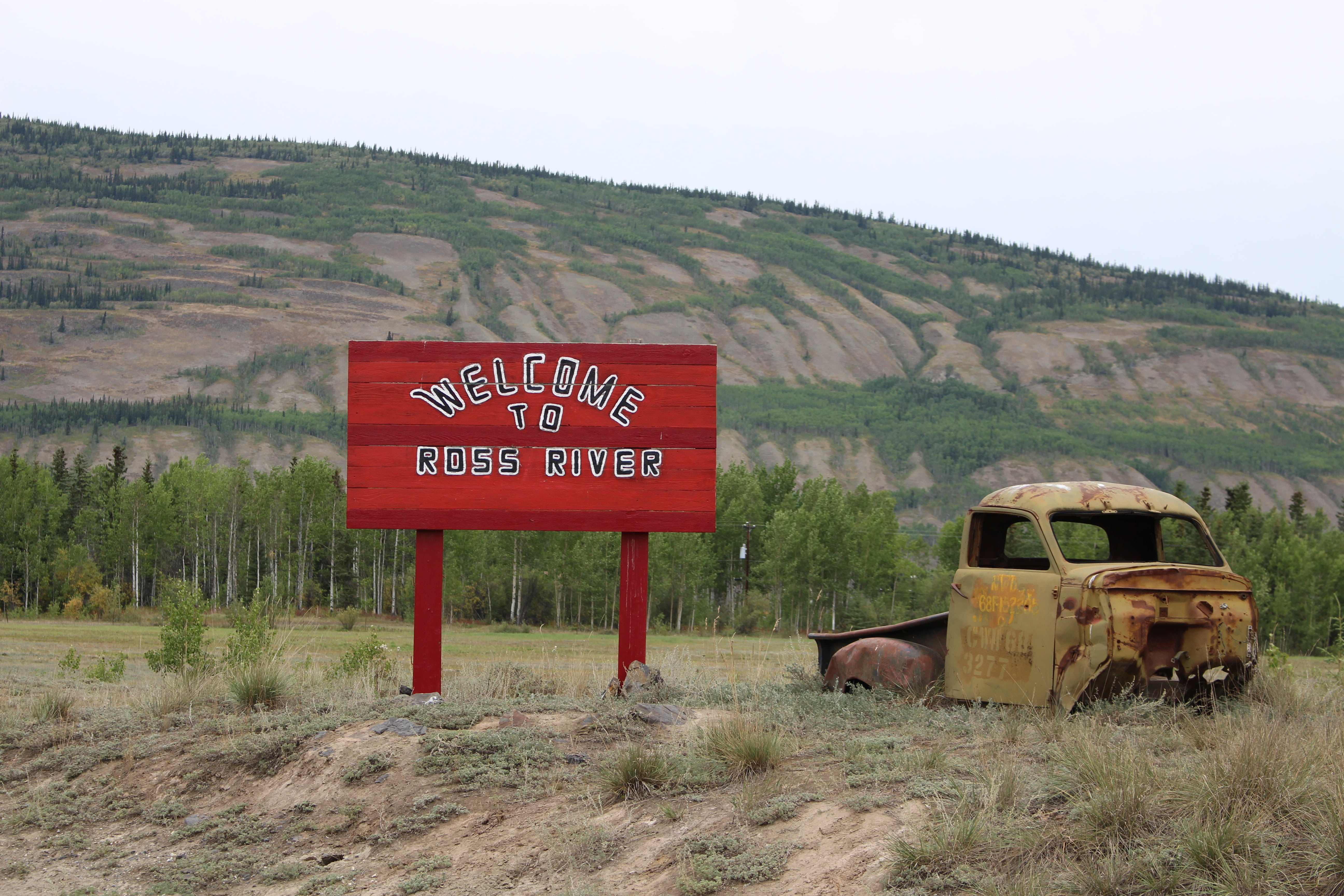 scenics - nature, truck, place, landscape, non-urban scene, no people, western script, ross river, guidance, canada, village, sign, old, sky, 5K, vice, HD Wallpaper