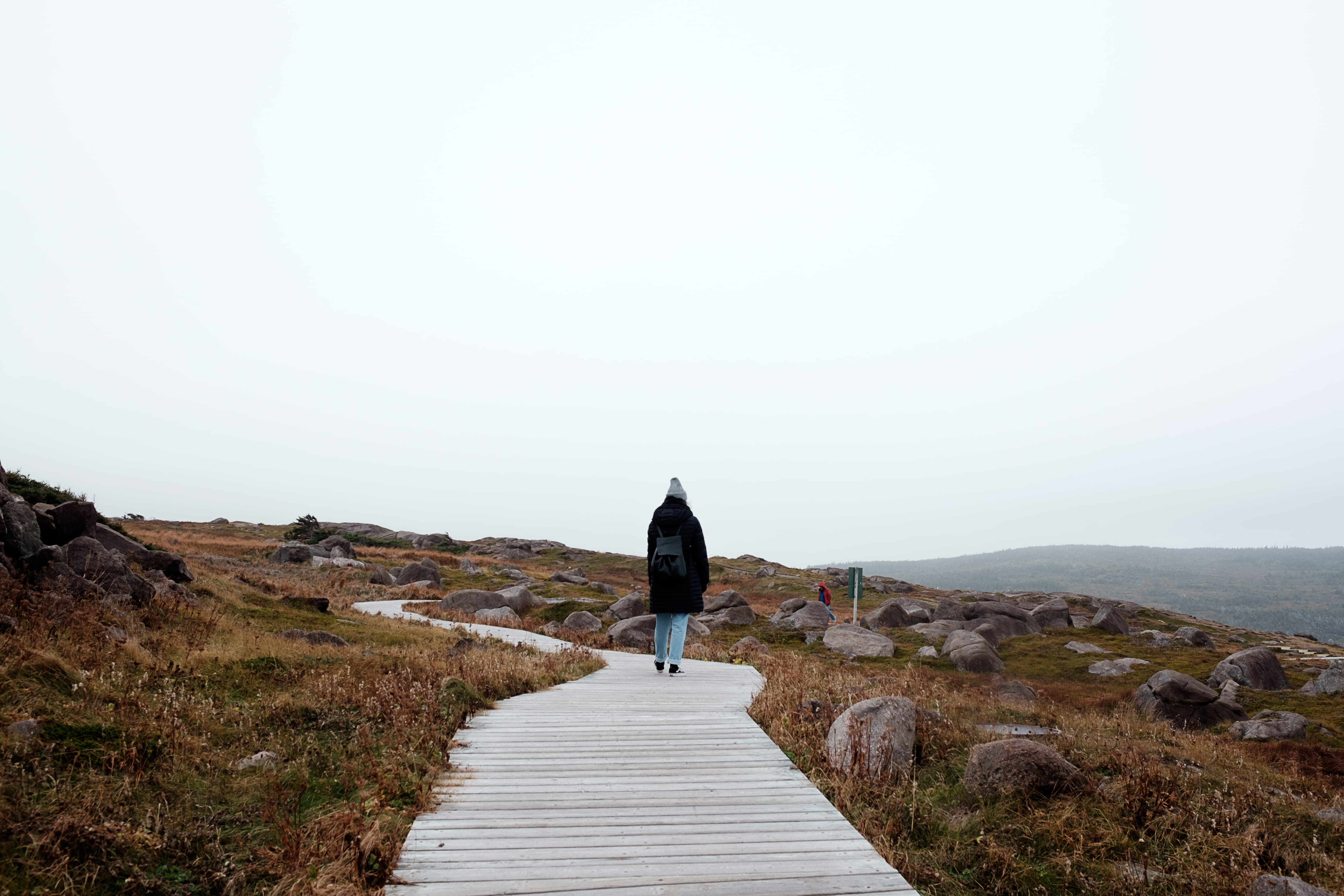 diminishing perspective, outdoors, newfoundland, beauty in nature, women, one person, path, nf, day, walking, real people, grass, footpath, mountain, sky, HD Wallpaper