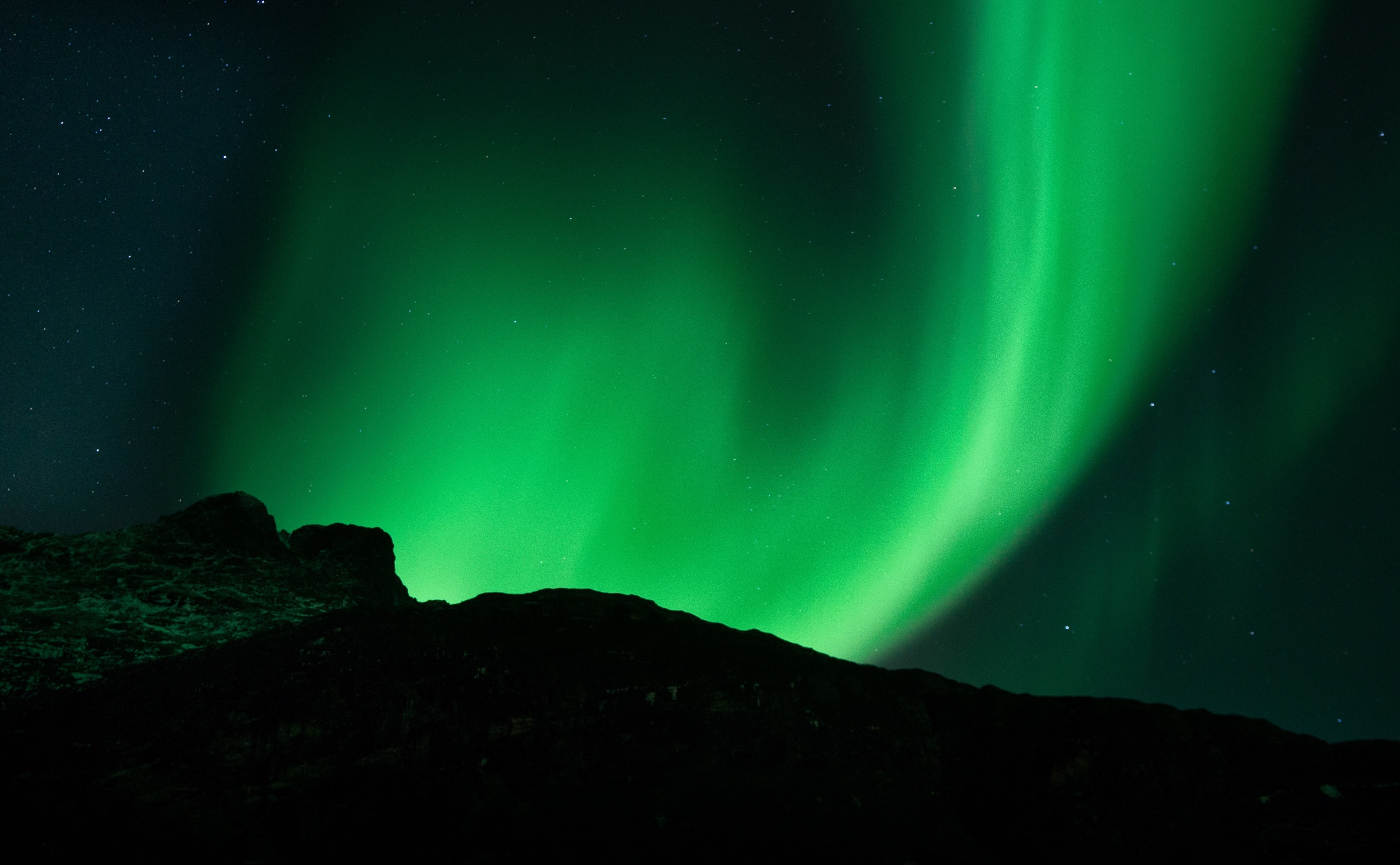 tranquility, star, Long, green color, aurora polaris, nordlys, sky, mountain, idyllic, star - space, beauty in nature, mjelle, silhouette, night, Aurora, HD Wallpaper