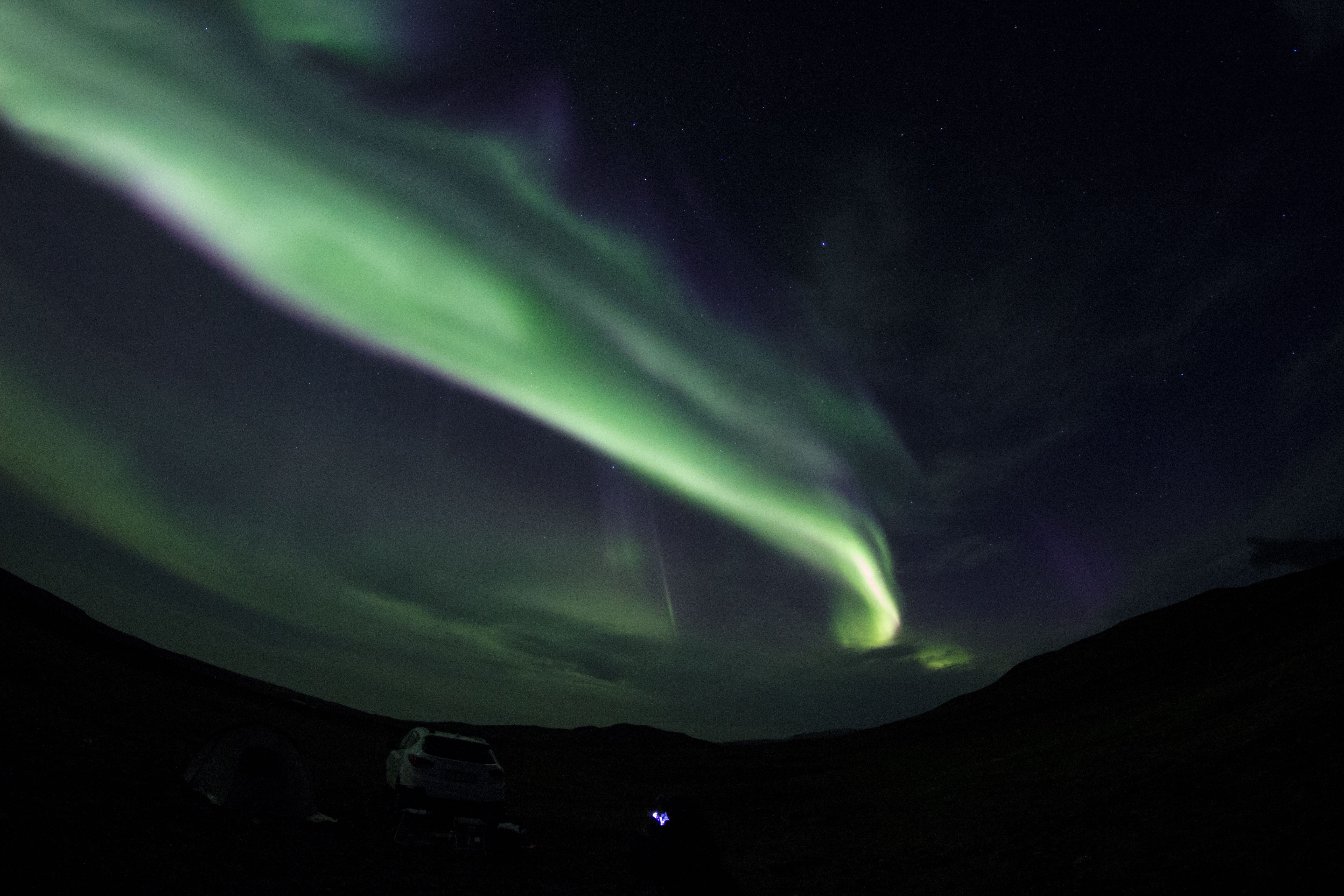 silhouette, auroraborealis, northernlights, idyllic, outdoors, astronomy, nature, aurora boreali, space and astronomy, evening, iceland, beauty in nature, HD Wallpaper