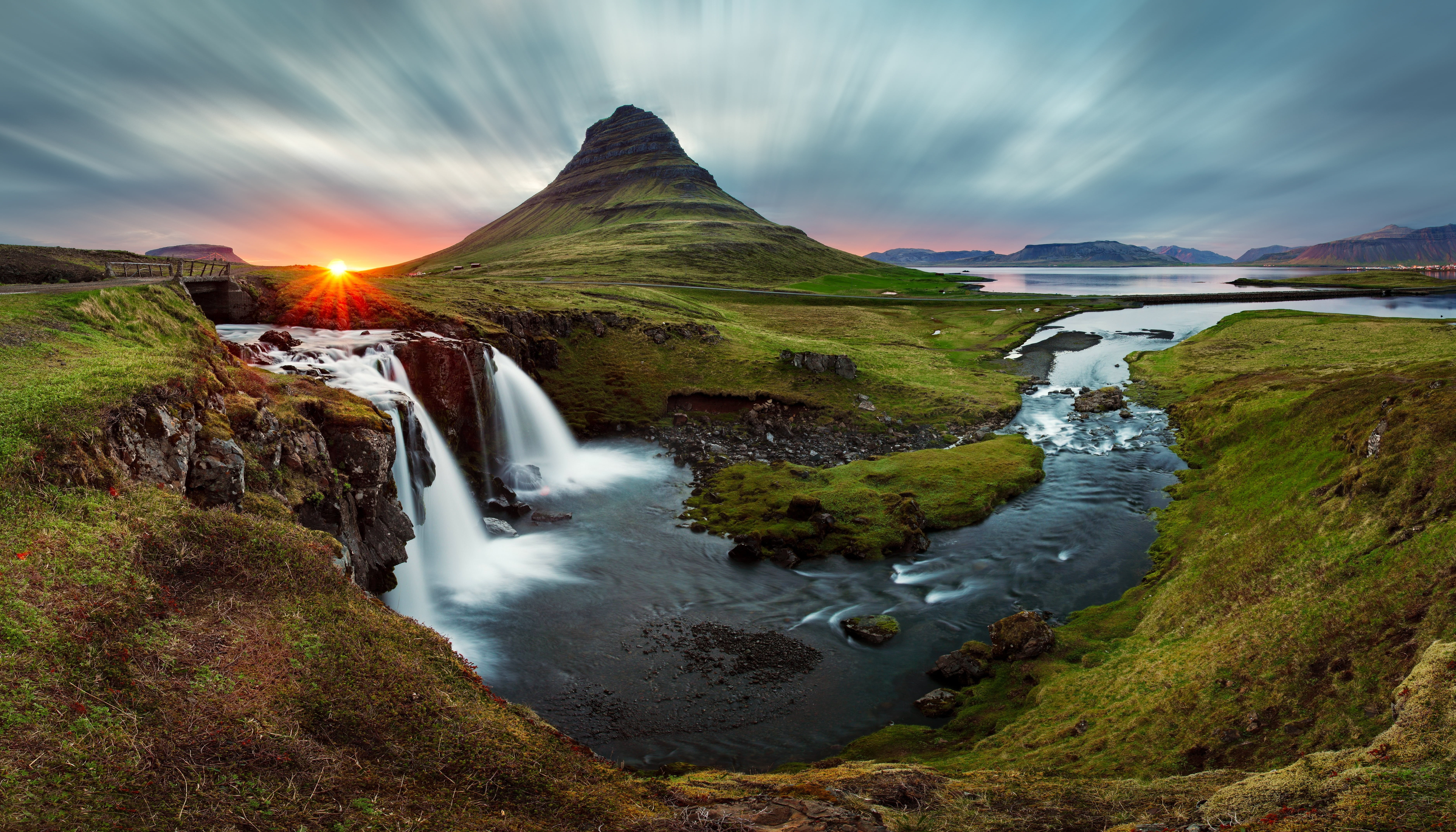 Waterfalls, Mountain, Waterfall, Kirkjufell, 5K, Panorama, Nature, River, Iceland, HD Wallpaper