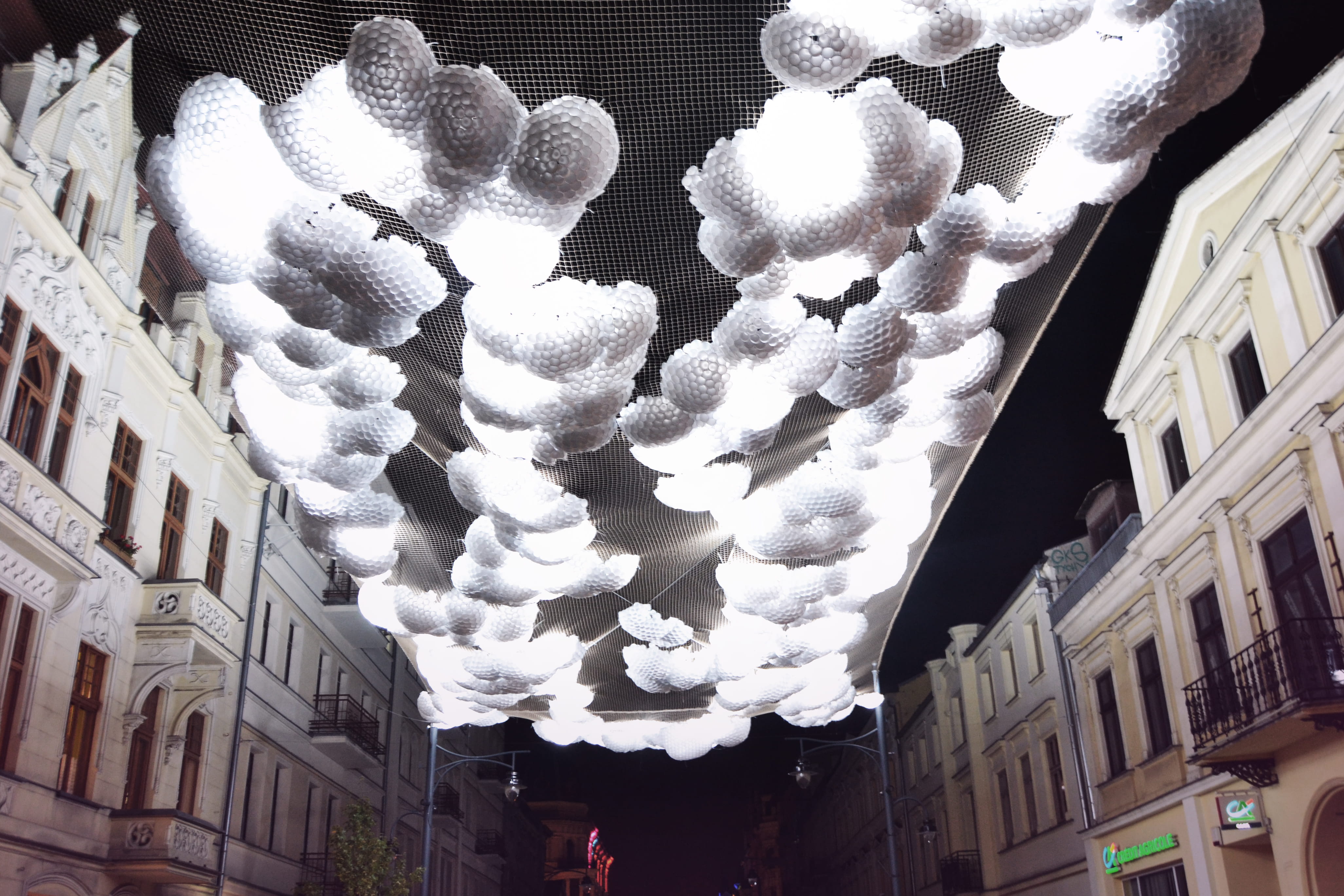 art and craft, piotrkowska street, hanging, 4K, white color, day, residential district, building exterior, outdoors, łódź, retail, by night, ilumination, HD Wallpaper