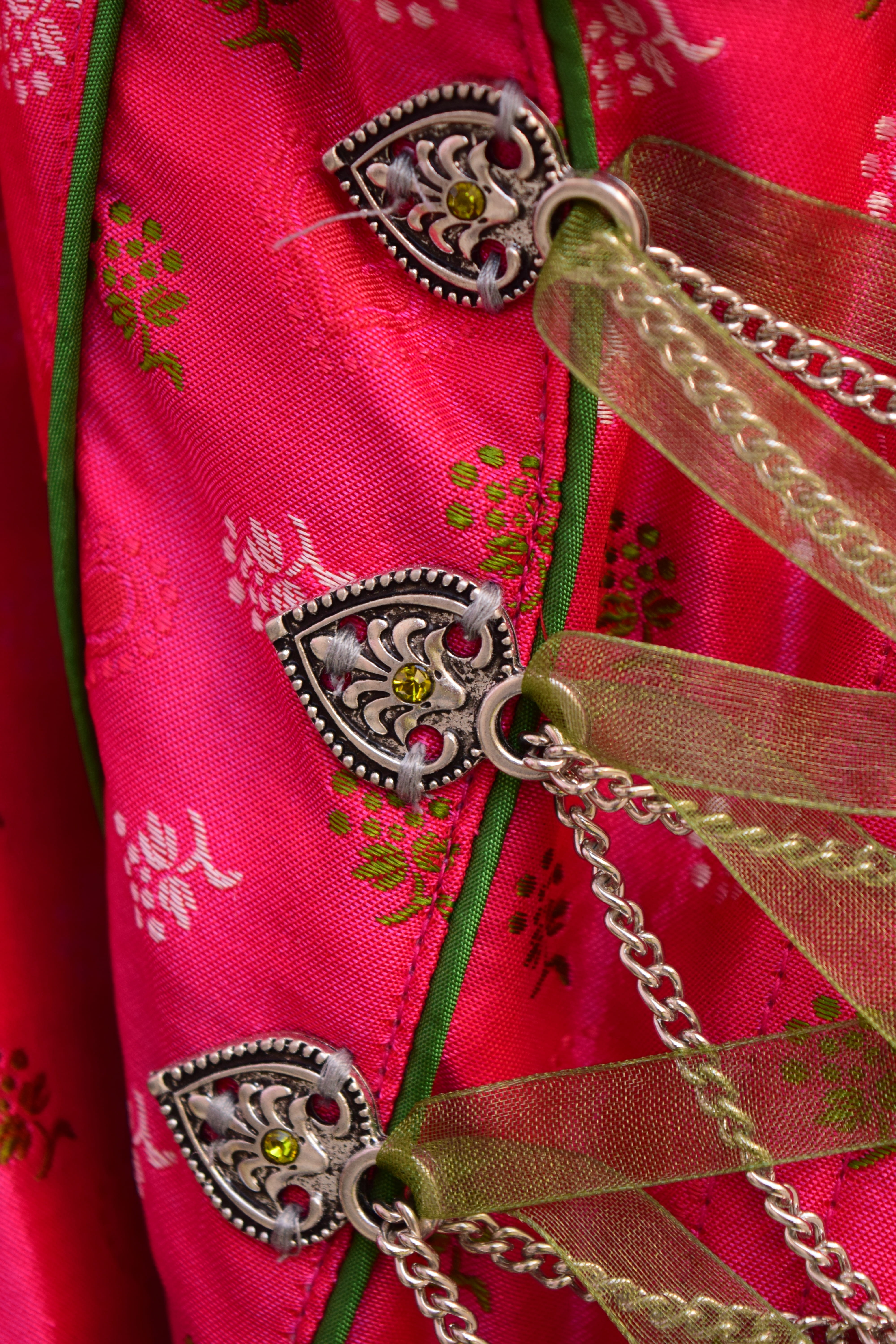 history, close-up, dirndl, floral pattern, red, silver colored, dirndl fabric, expense, pattern, 5K, satin, indoors, traditional clothing, bavaria, clothing, Phone HD Wallpaper