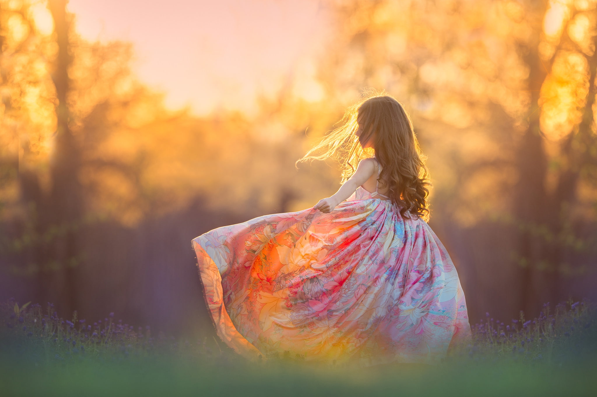 nature, bokeh, girl, 1080P, mood, sundress, HD Wallpaper
