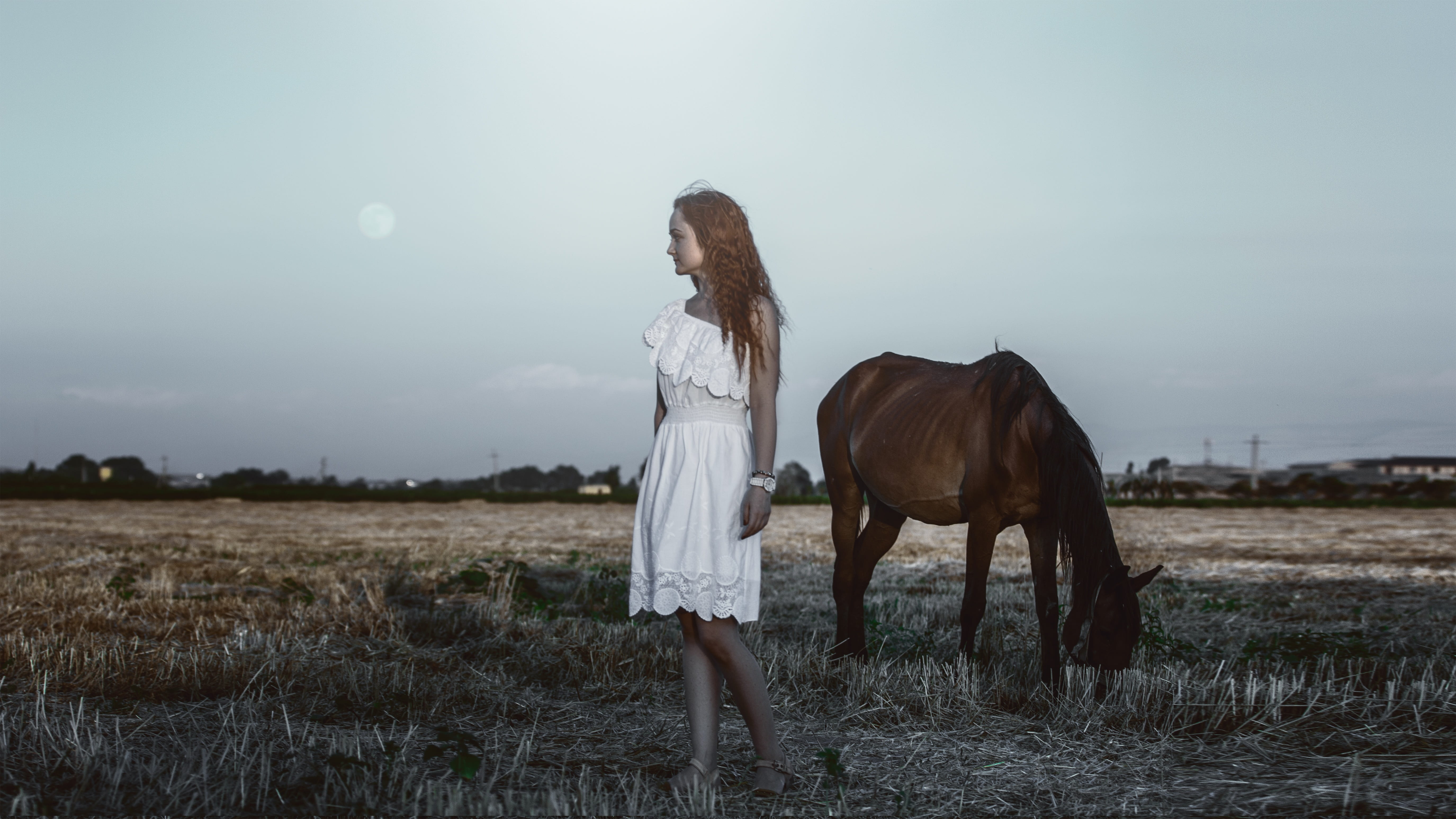 greens, tenderness, photo, beauty, white, girl, living nature, hair, style, zoo, girls, livestock, outdoors, bright, land, long hair, model, joy, women, HD Wallpaper