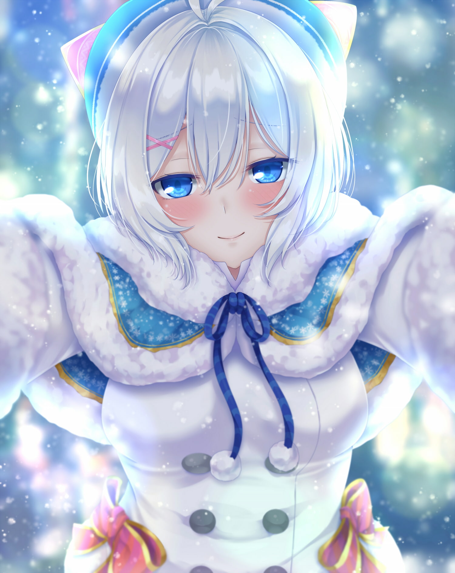 720P, Shiro (Dennou Shoujo Youtuber Shiro), Christmas, portrait display, Dennou Shoujo Youtuber Shiro, Phone HD Wallpaper