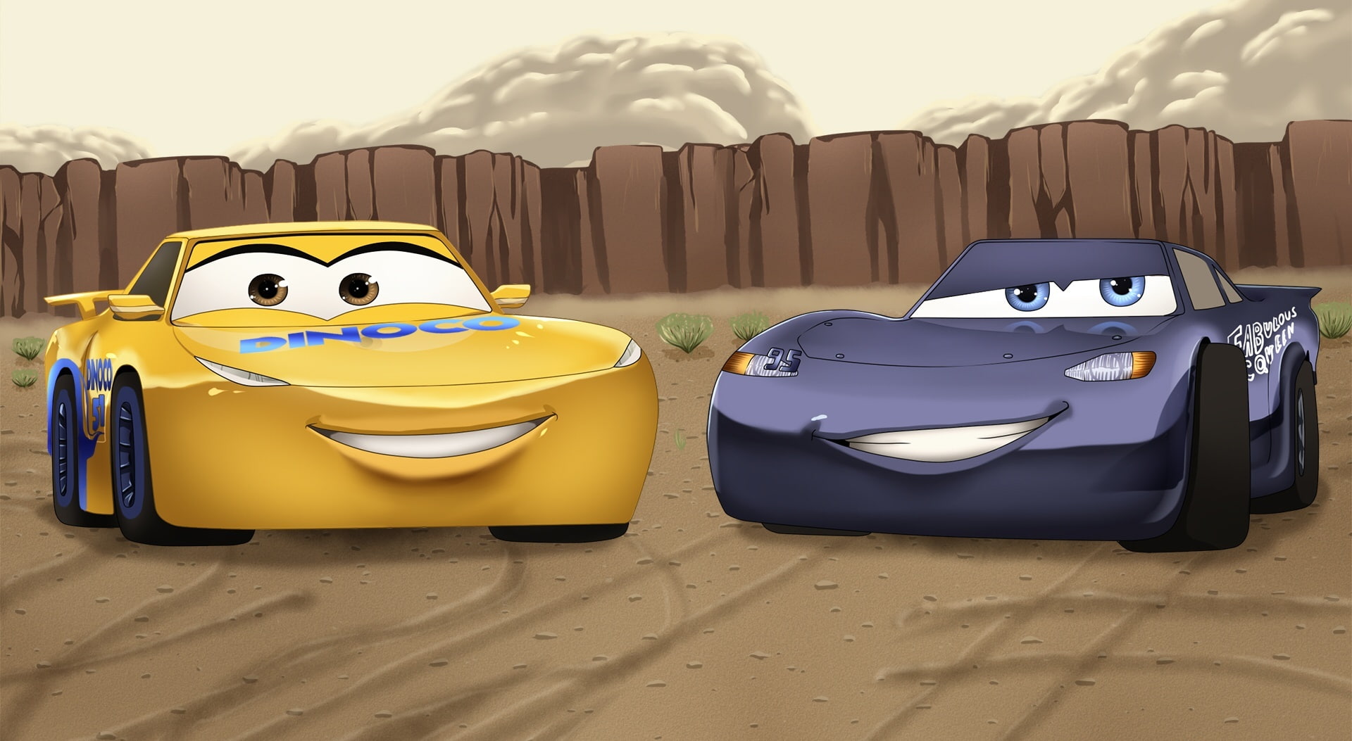 disney, transportation, enara123, cloud - sky, human representation, drawing, cars3, pixar, Cartoons, no people, absence, still life, nature, mode of transportation, HD Wallpaper