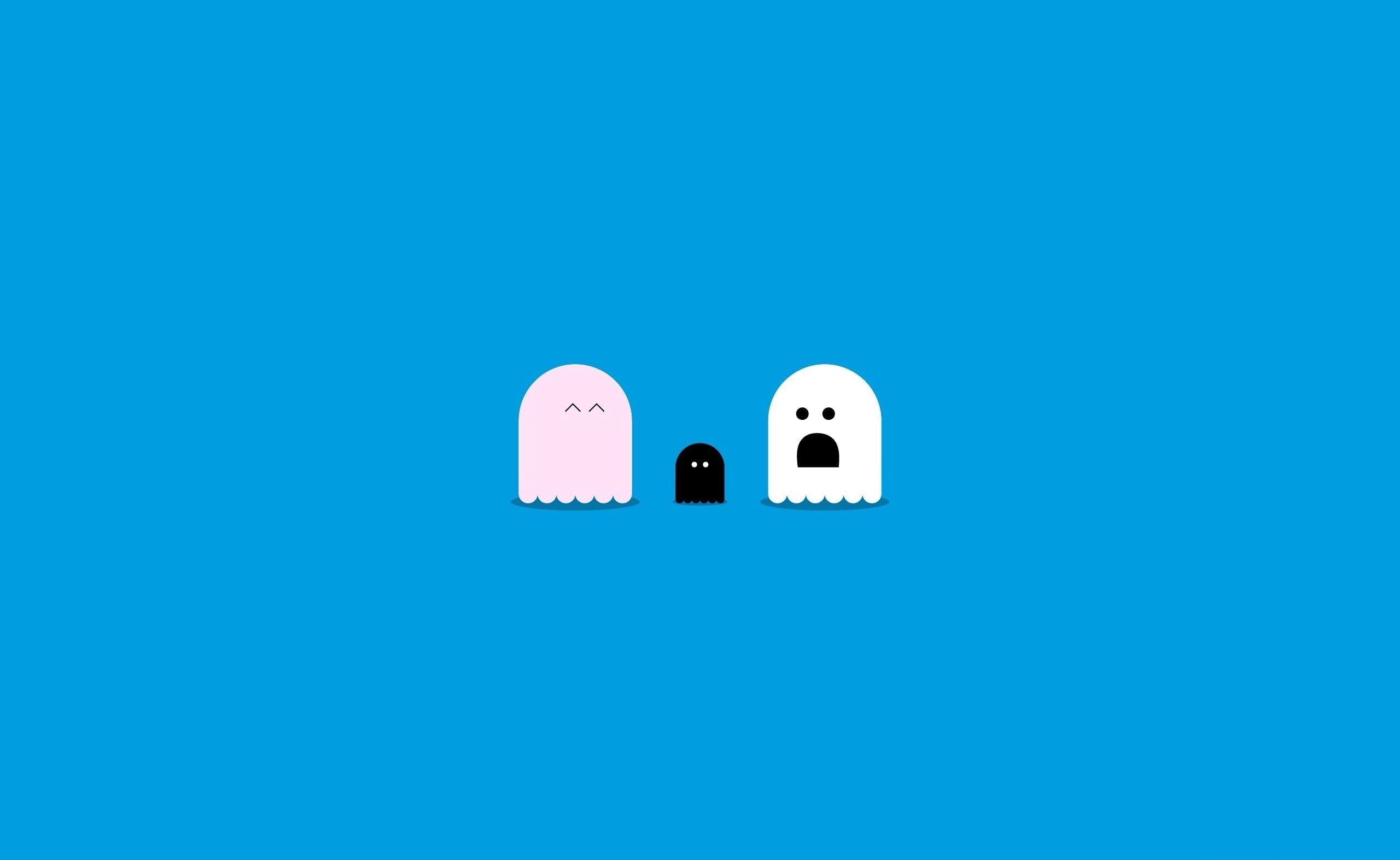 creativity, Situation, emotion, communication, colored background, no people, Holidays, Funny, smiling, blue, Ghosts, ghost, happiness, close-up, human representation, HD Wallpaper