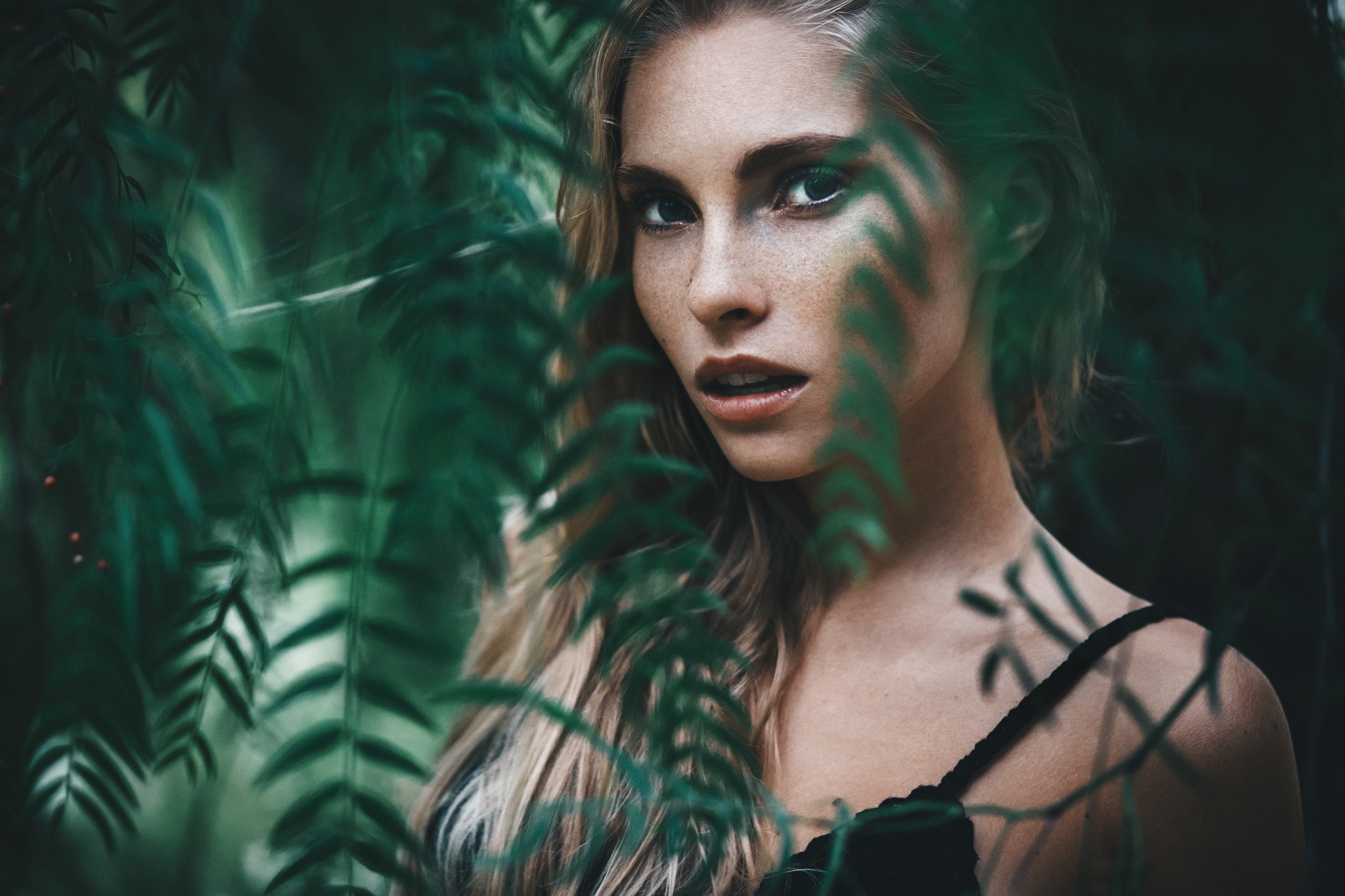contemplation, young adult, adult, real people, 1080P, beauty, one person, portrait, headshot, young women, leaves, Felix Barjou, beautiful people, beautiful woman, HD Wallpaper