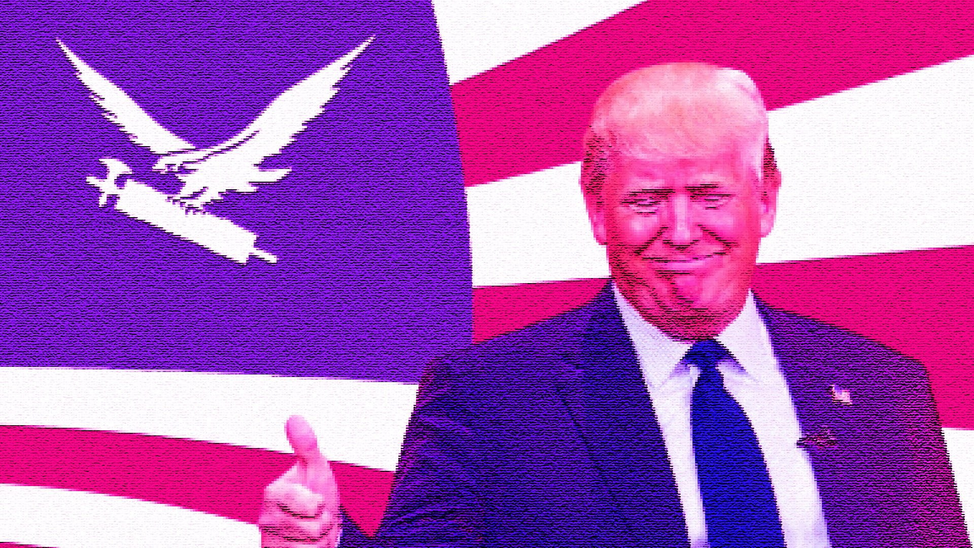 Pixelated, Pink, Presidents, Thumbs Up, Donald Trump, 1080P, Fascist symbology, HD Wallpaper