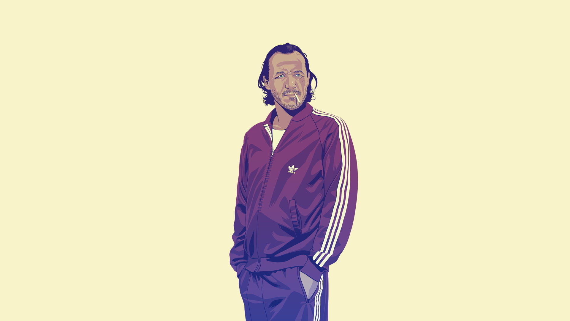 copy space, men, confidence, one person, adidas, wearing, illustration, males, glasses, looking at camera, 1080P, jacket, man, waist up, young adult, track, HD Wallpaper