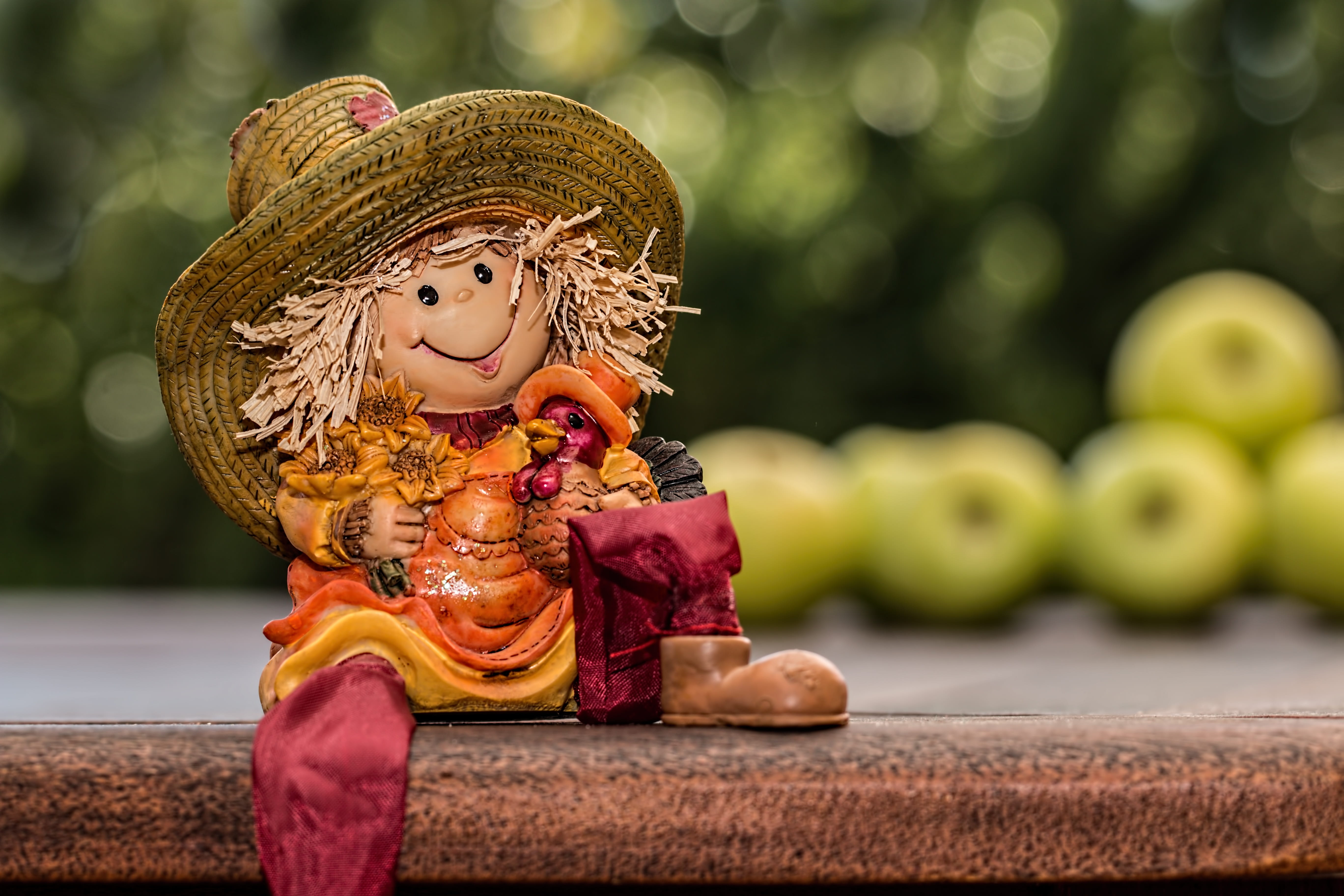 healthy, relaxed, straw hat, childhood, season, spirituality, toy, representation, close-up, girl, 5K, brown, art and craft, statue, belief, doll, haired, HD Wallpaper