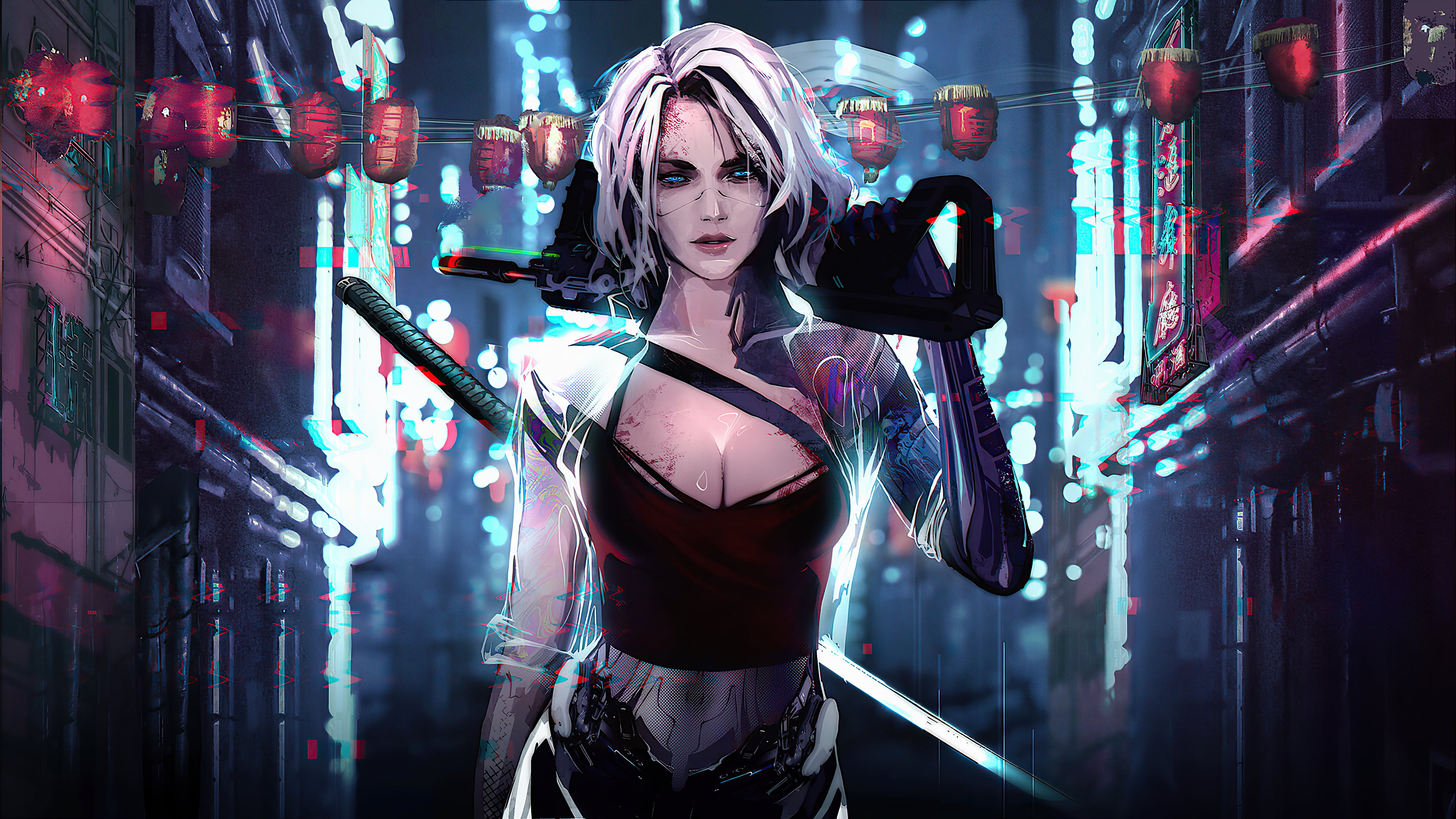 cyber city, cyberpunk, 4K, neon, HD Wallpaper