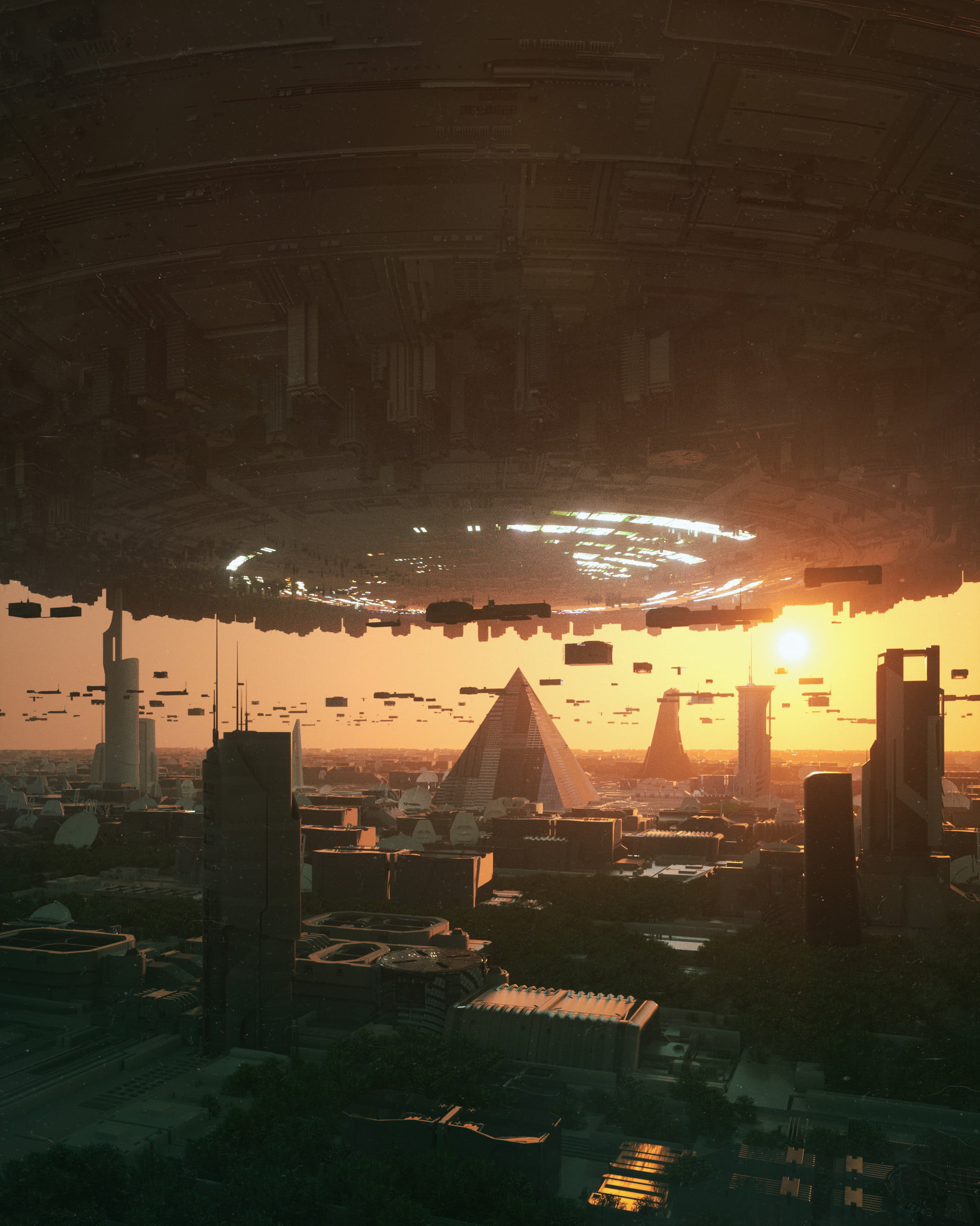 1080P, artwork, cyber city, futuristic, Phone HD Wallpaper