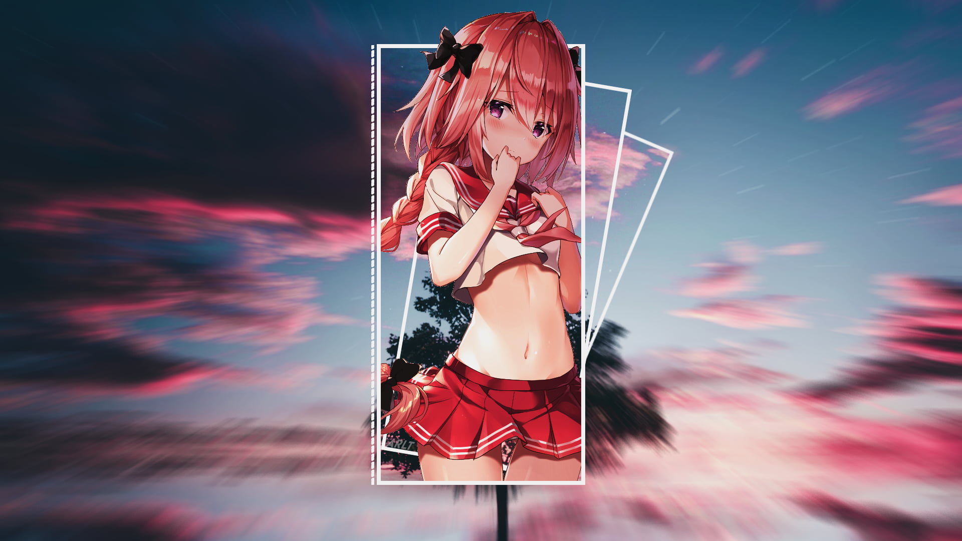 1080P, Astolfo, simple background, anime, picture-in-picture, HD Wallpaper