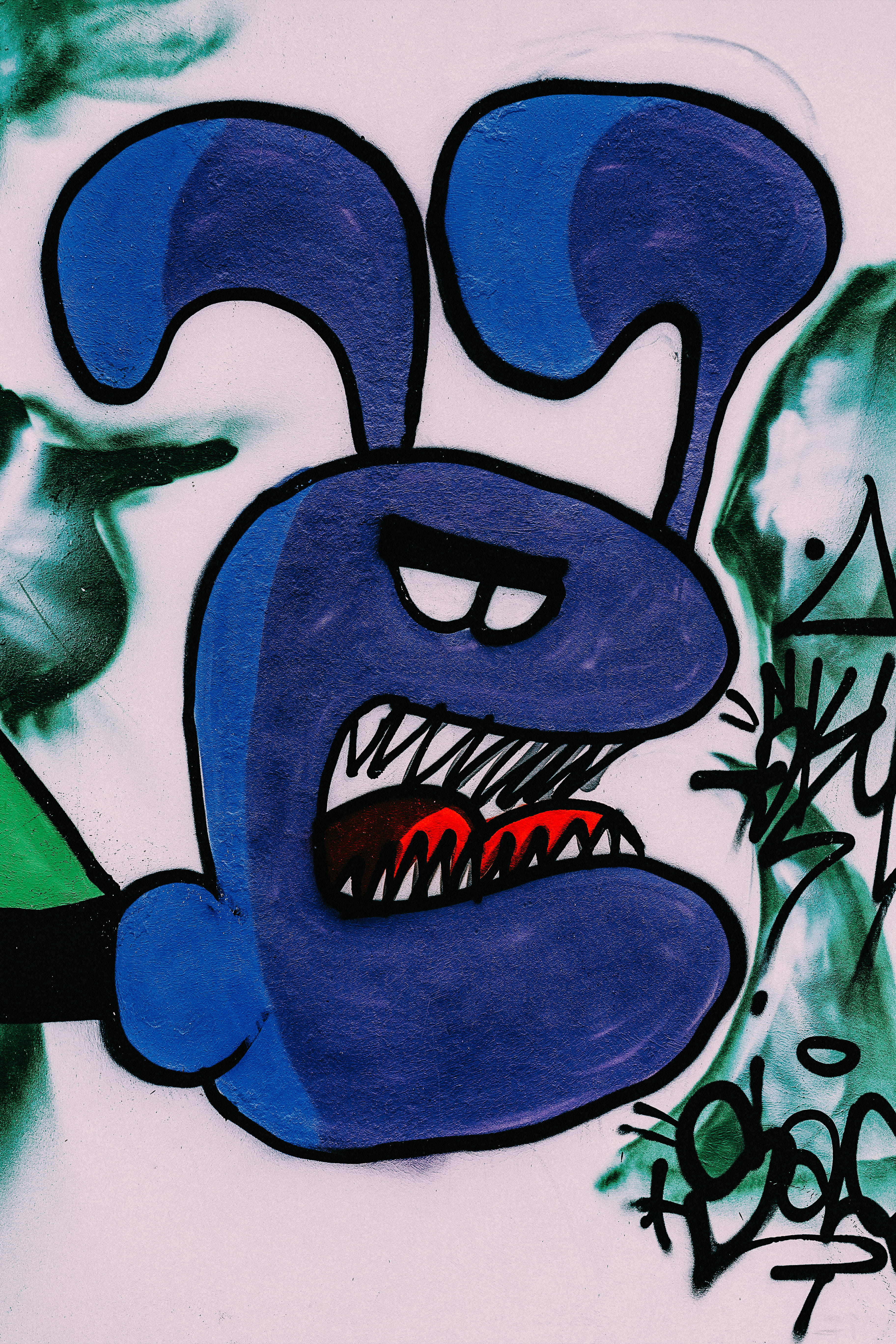 full frame, animal representation, bunny grafitti, multi colored, modern art, drawing, art and craft, street art, blue, day, mural, painter, no people, Phone HD Wallpaper
