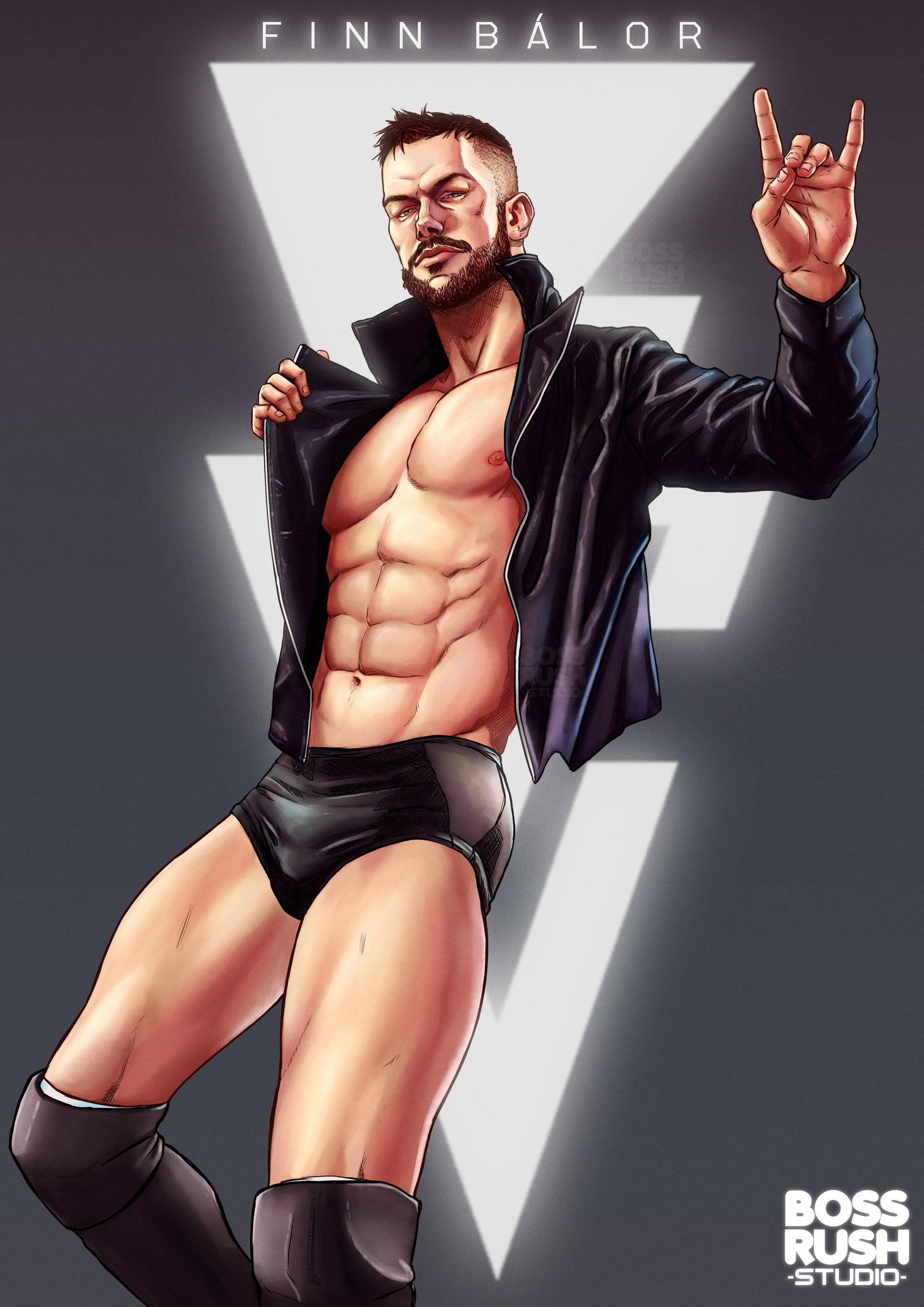 ArtStation, WWE, 2K, fan art, NXT, Finn Balor, black clothing, artwork, black jackets, Phone HD Wallpaper