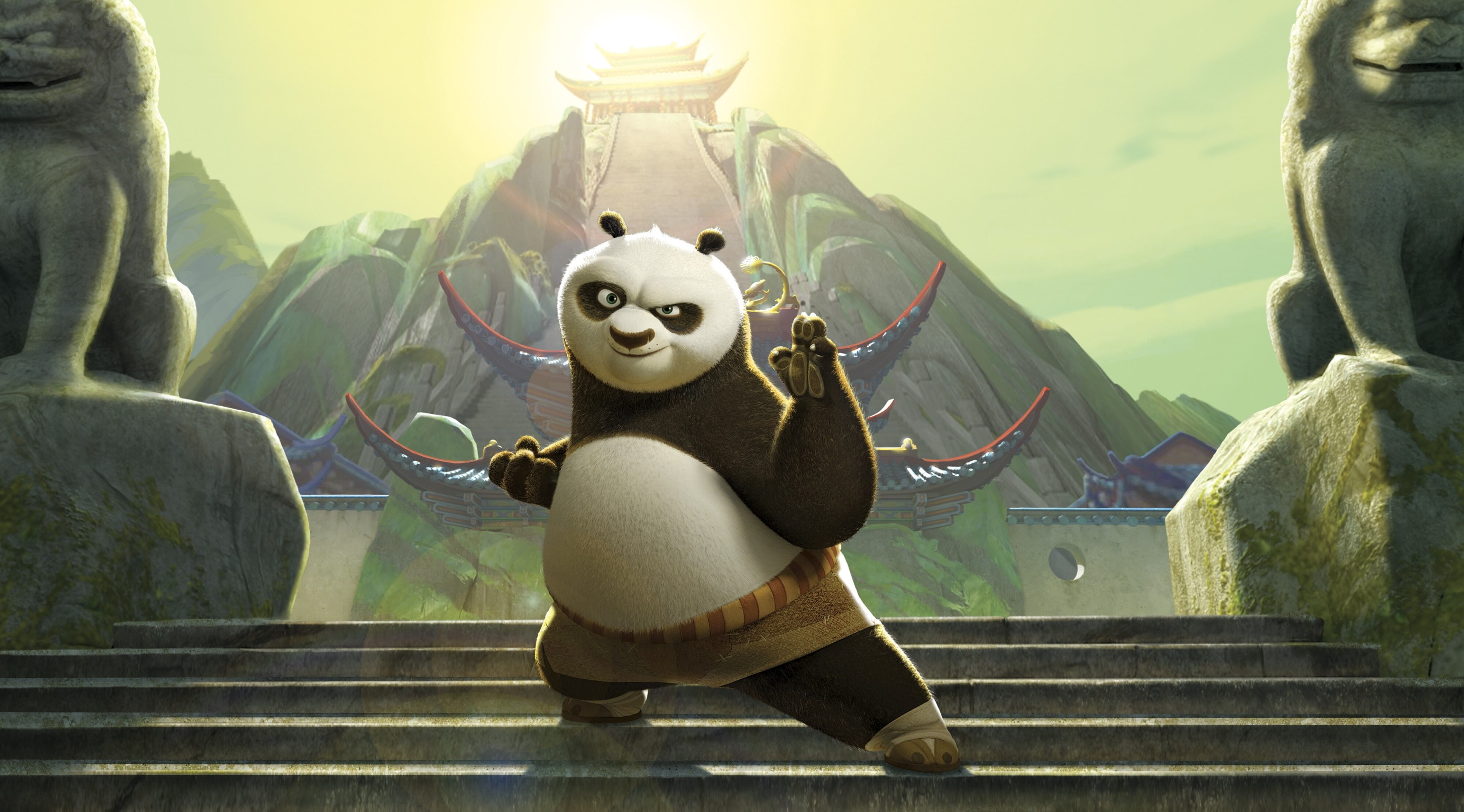 human representation, statue, architecture, sculpture, mountain, 4K, representation, day, sky, staircase, one person, mammal, kung fu panda 3 4k high resolution  for mac, HD Wallpaper