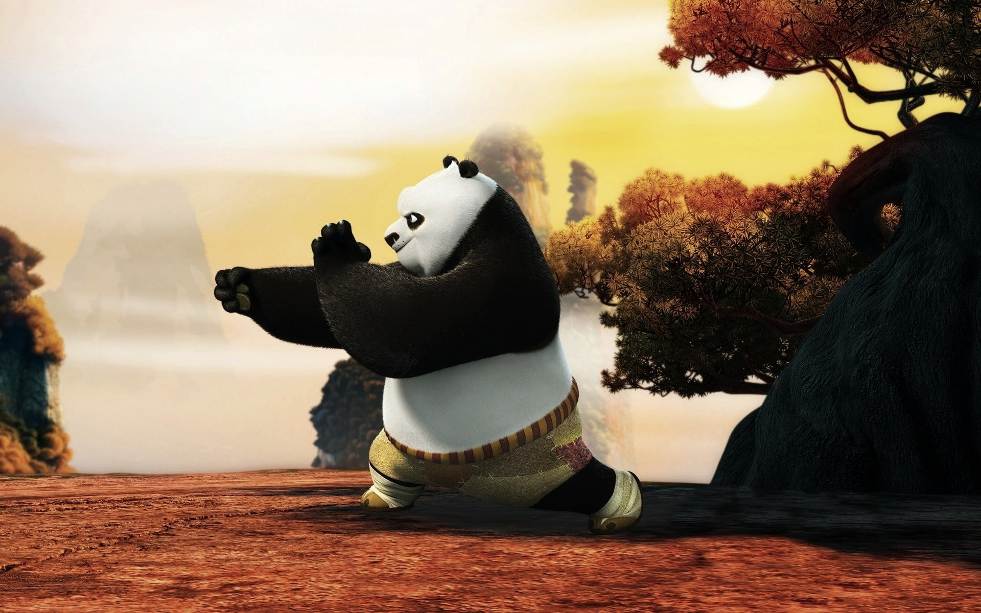 po, lake, creativity, Cartoon, tree, fu, plant, nature, water, art and craft, tranquil scene, representation, Kung Fu Panda, sculpture, real people, human representation, HD Wallpaper