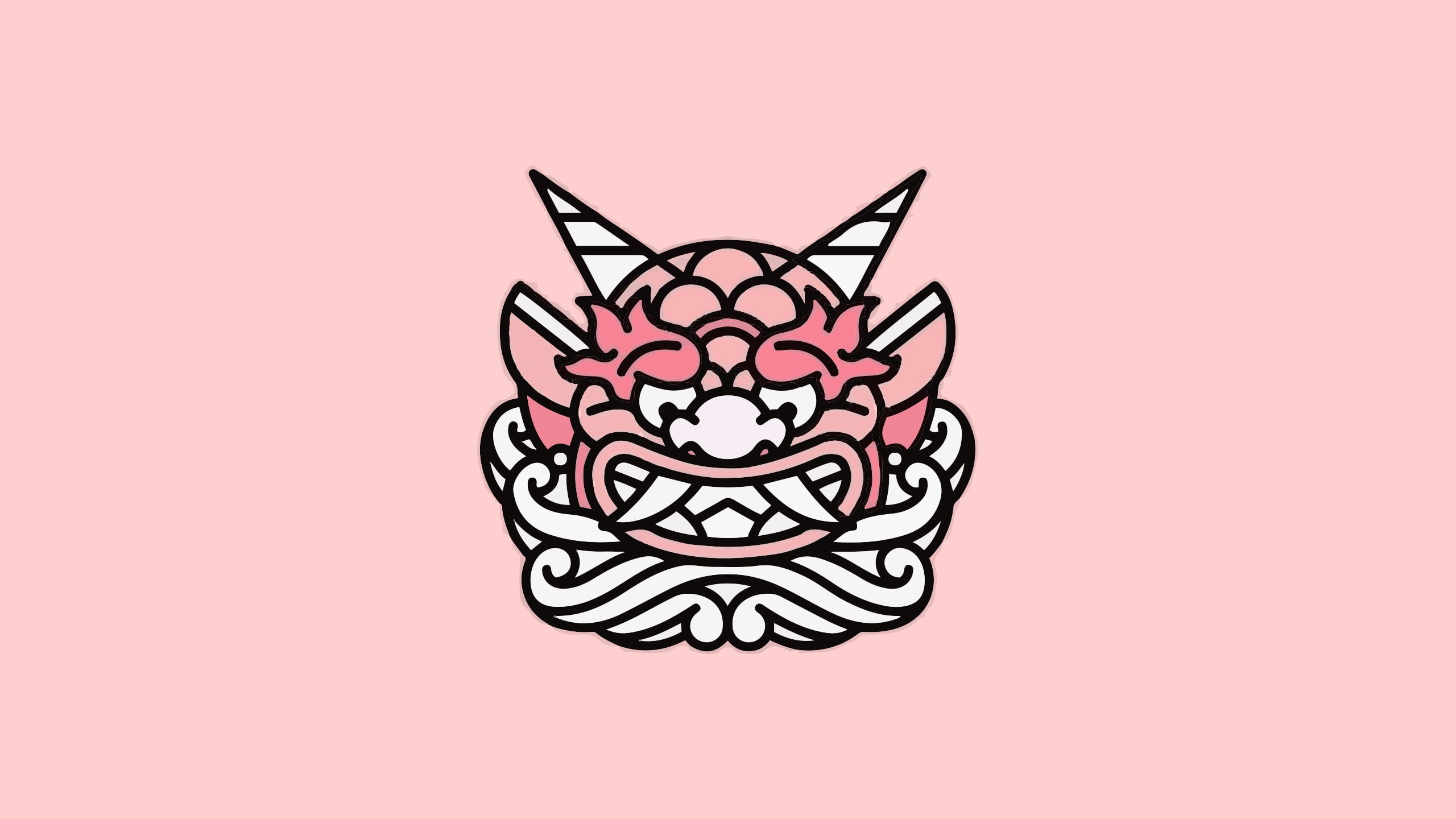 close-up, demon, art and craft, illustration, white, creativity, flower, fu, pattern, decoration, white color, craft, black color, studio shot, colored background, HD Wallpaper