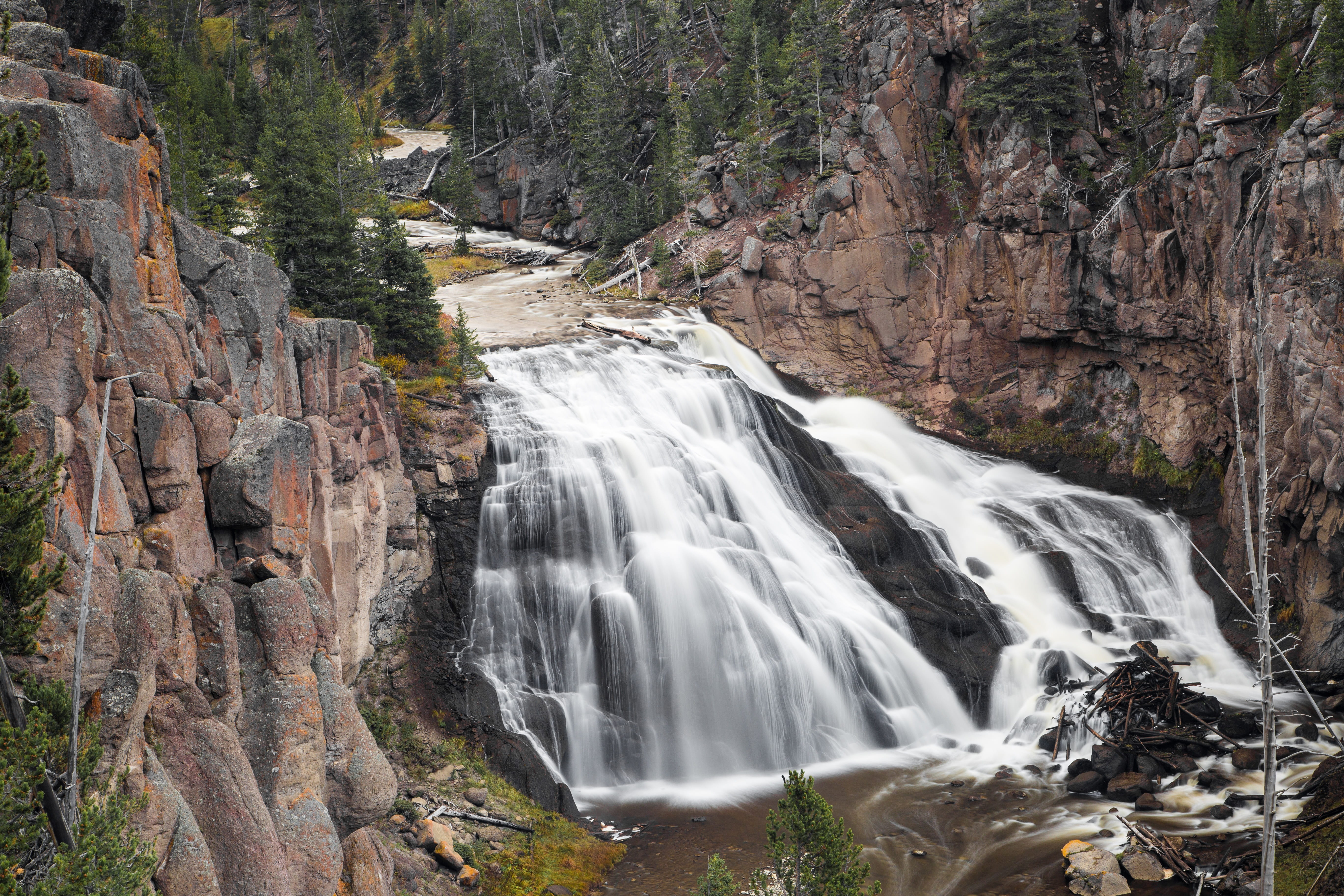 formation, usa, power in nature, forest, land, flowing, trees, wyoming, scenics - nature, long exposure, landscape, river, nature, rock - object, gibbon falls, HD Wallpaper