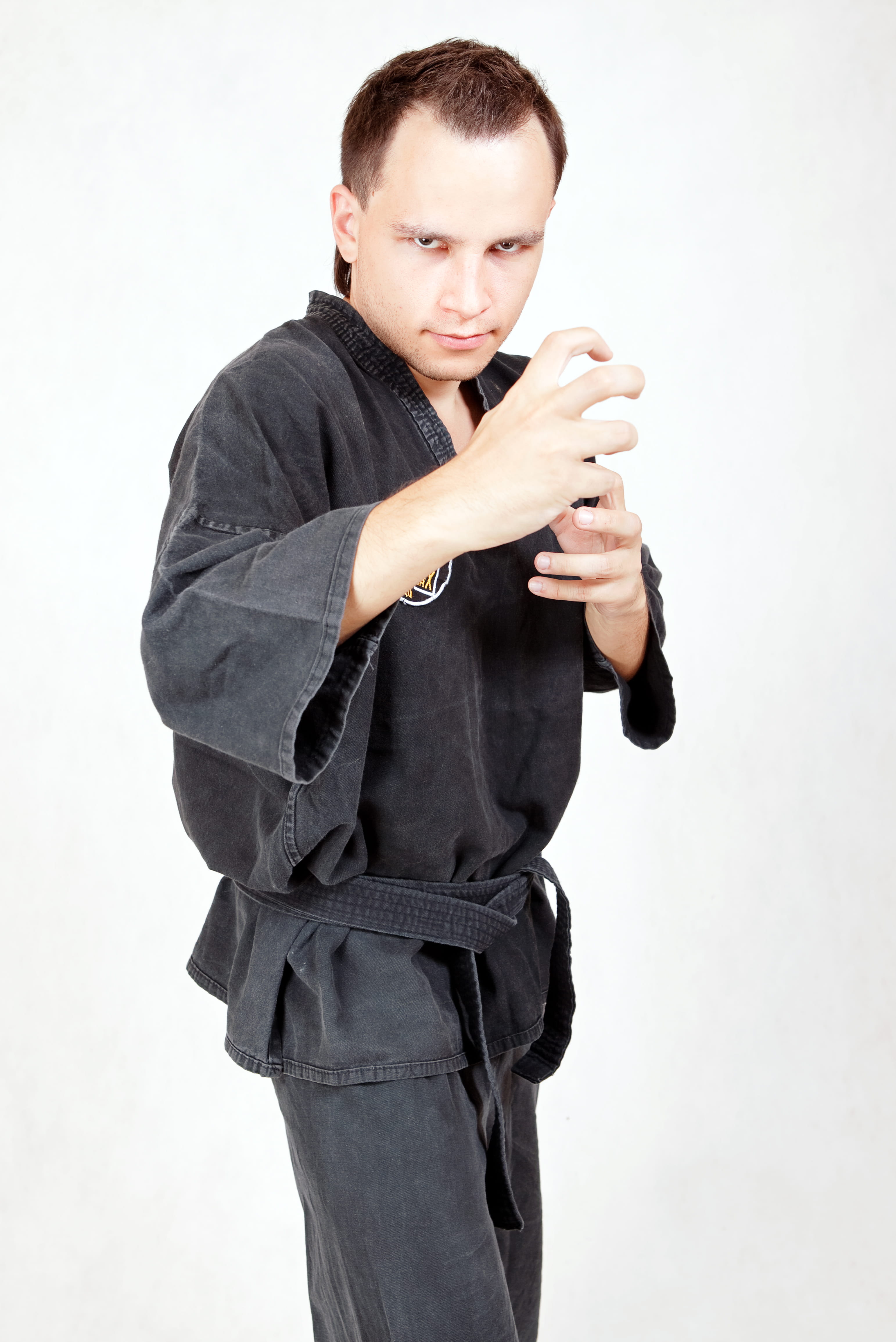 male, studio shot, technology, lifestyle, white background, adult, uniform, fighter, man, holding, hobby, warrior, one person, portrait, person, health, Phone HD Wallpaper