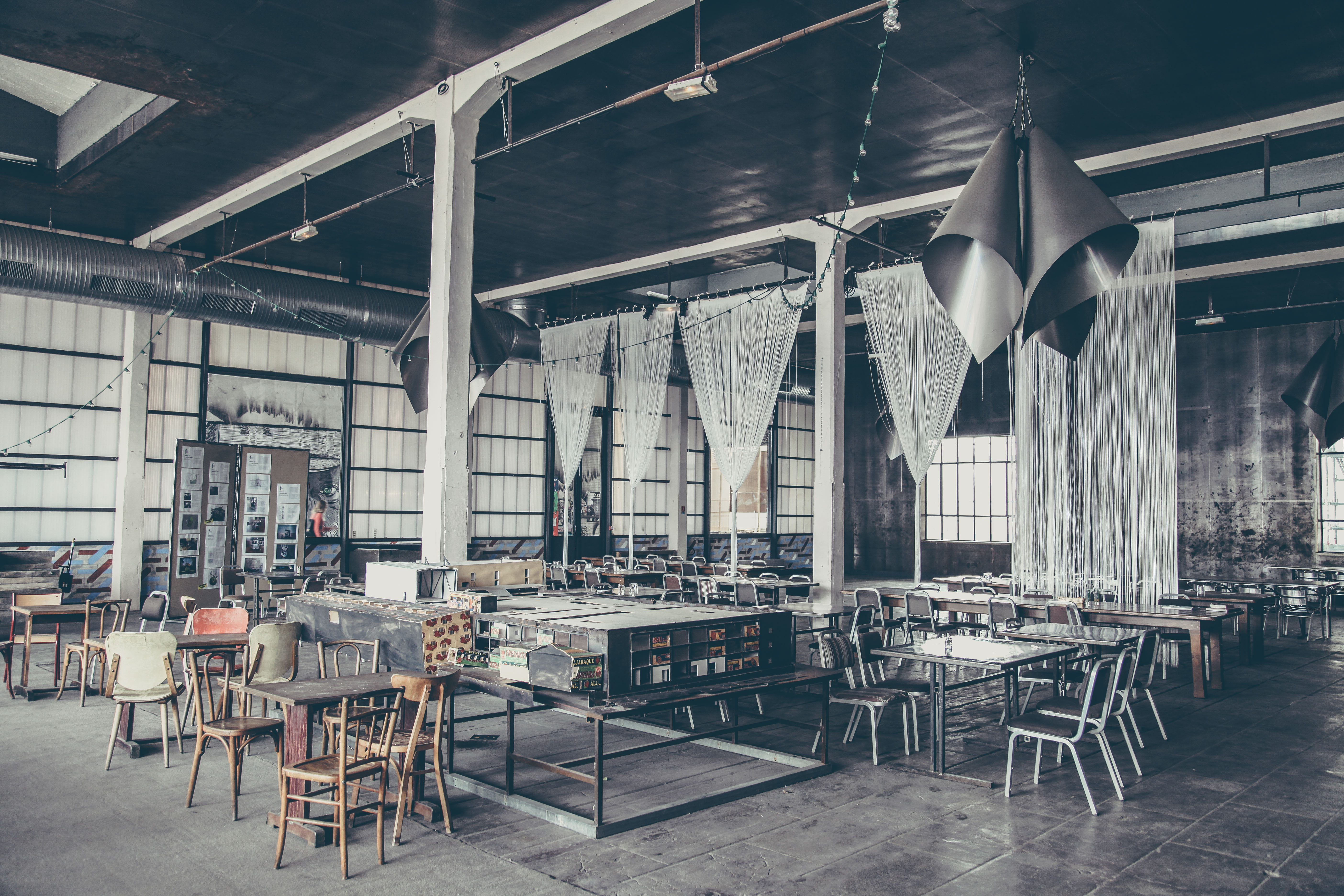 furniture, chairs, brown, food and drink, near, structure, pendant, roof, place of work, flooring, chair, absence, ceiling, the past, architectural column, HD Wallpaper