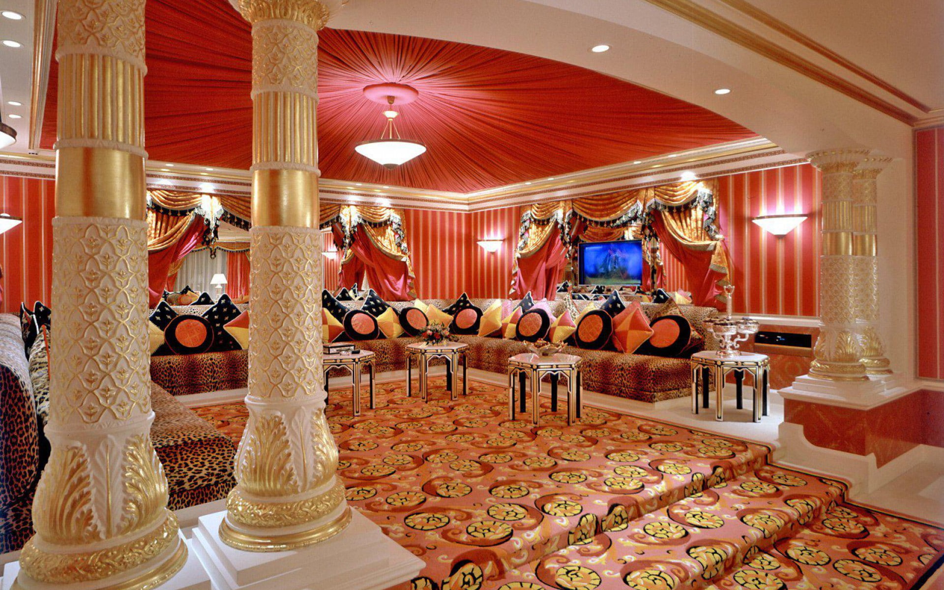 wealth, decoration, estilo, indoors, architectural column, illuminated, lighting equipment, luxury hotel, food and drink, design, arabe, luxury, wedding, HD Wallpaper