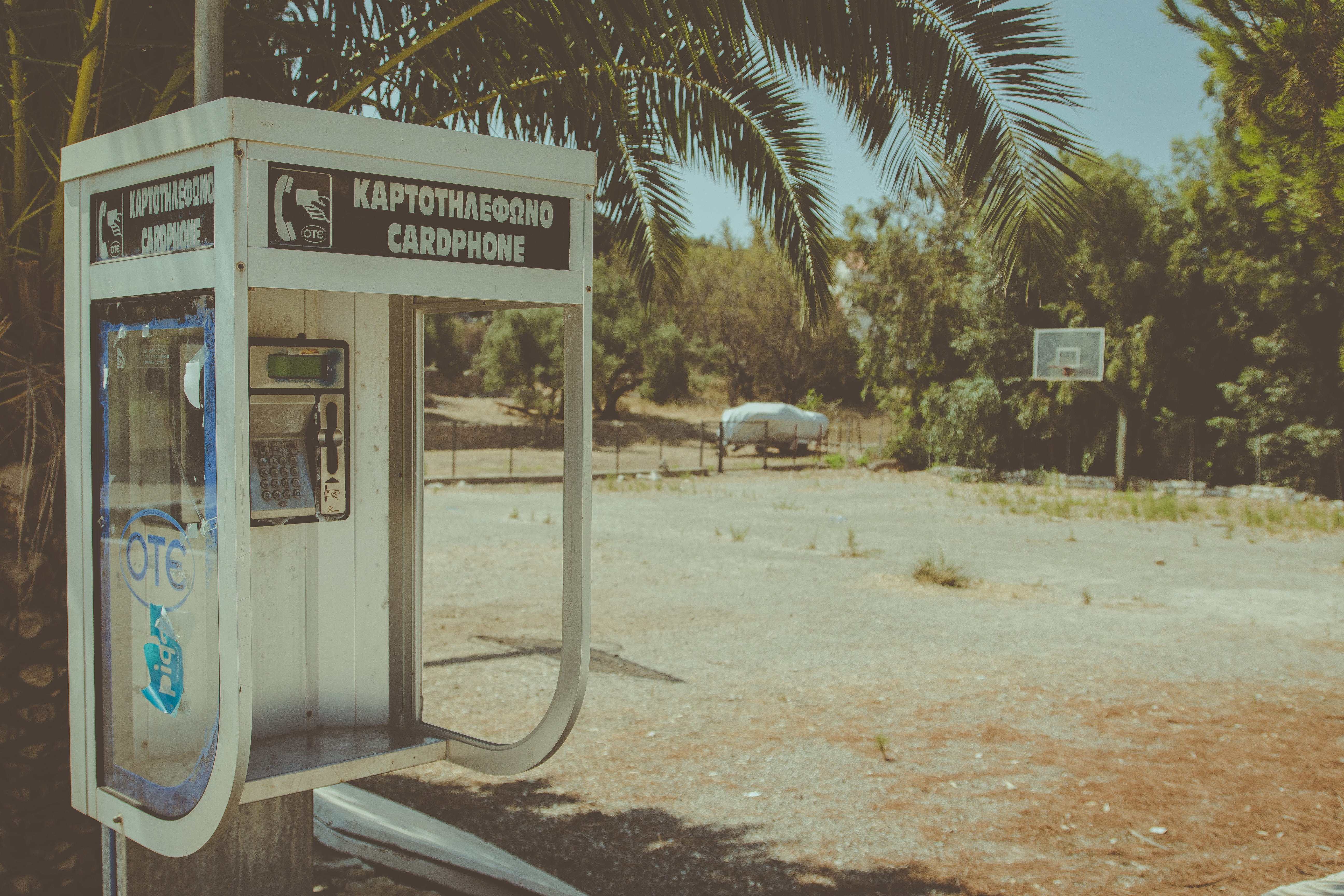 palm tree, gas station, kastos, fuel pump, plant, warm, outdoors, western script, no people, fuel and power generation, refueling, phone, communication, HD Wallpaper