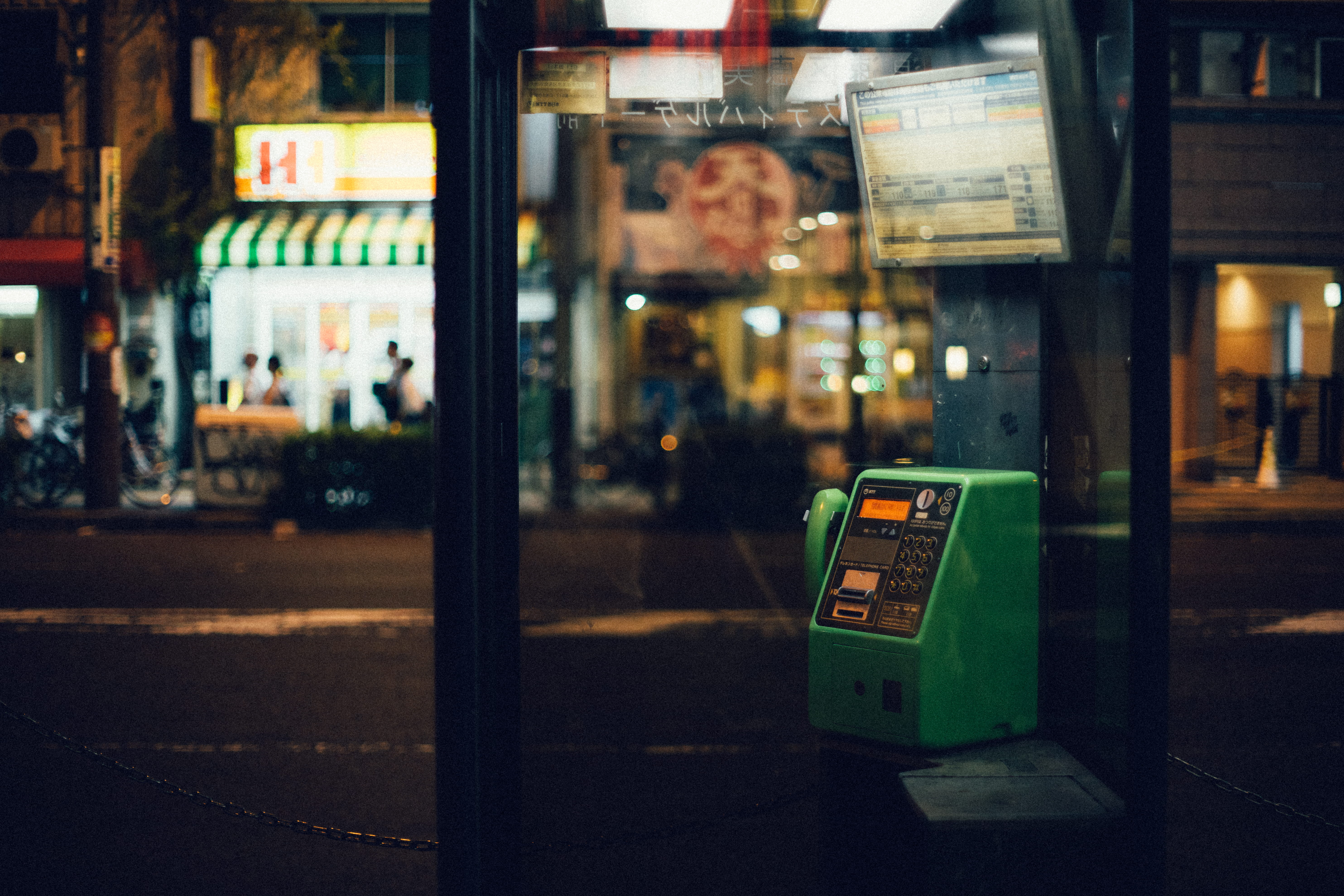 building exterior, communication, night, text, outdoors, city life, illuminated, architecture, osaka, phonebooth, glass, transportation, reflection, city street, HD Wallpaper