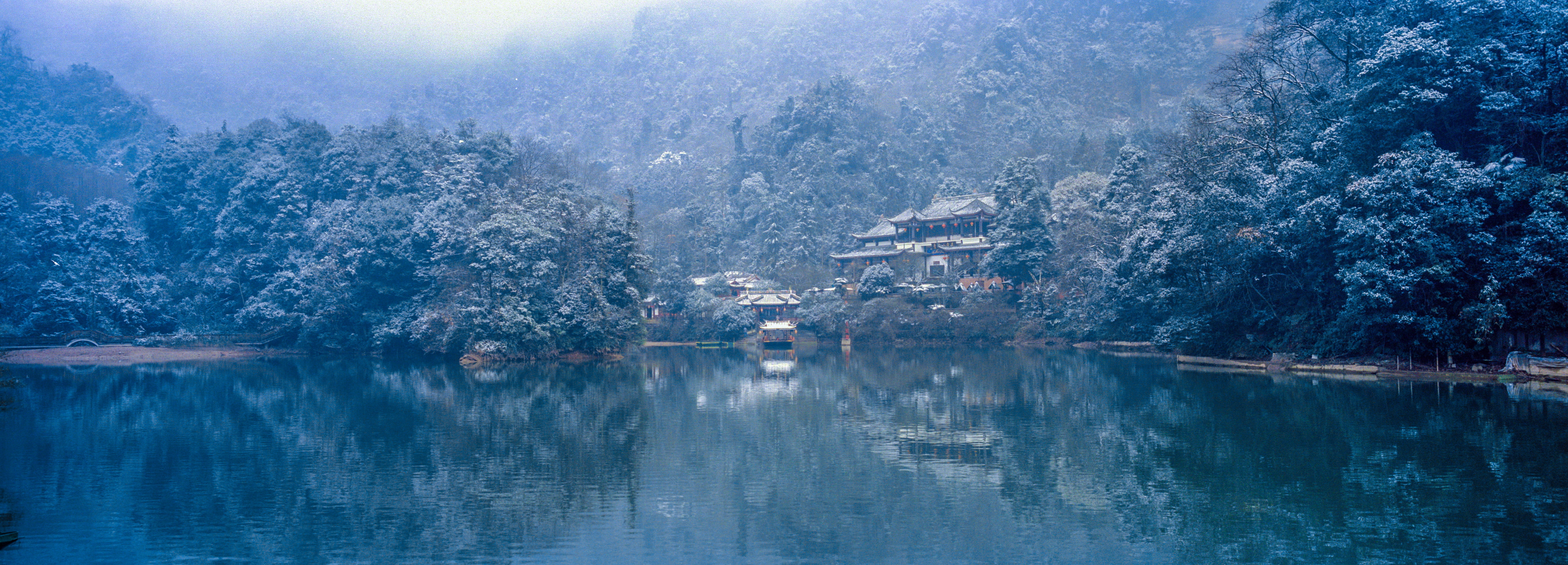 outdoors, coniferous tree, trees, cold temperature, qingcheng, scenics - nature, tree, body, plant, mt, 5K, province, forest, landscape, reflection, water, HD Wallpaper
