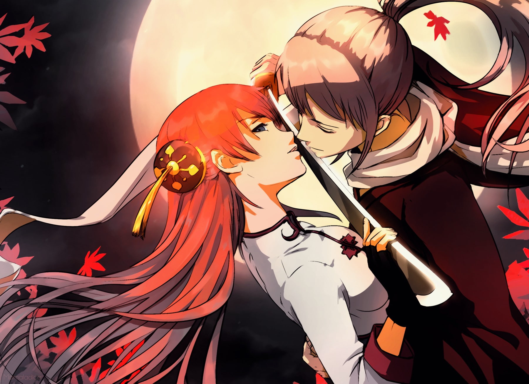 Kagura, art and craft, pattern, outdoors, celebration, lifestyles, Gintama, anime girls, human representation, creativity, costume, arts culture and entertainment, HD Wallpaper